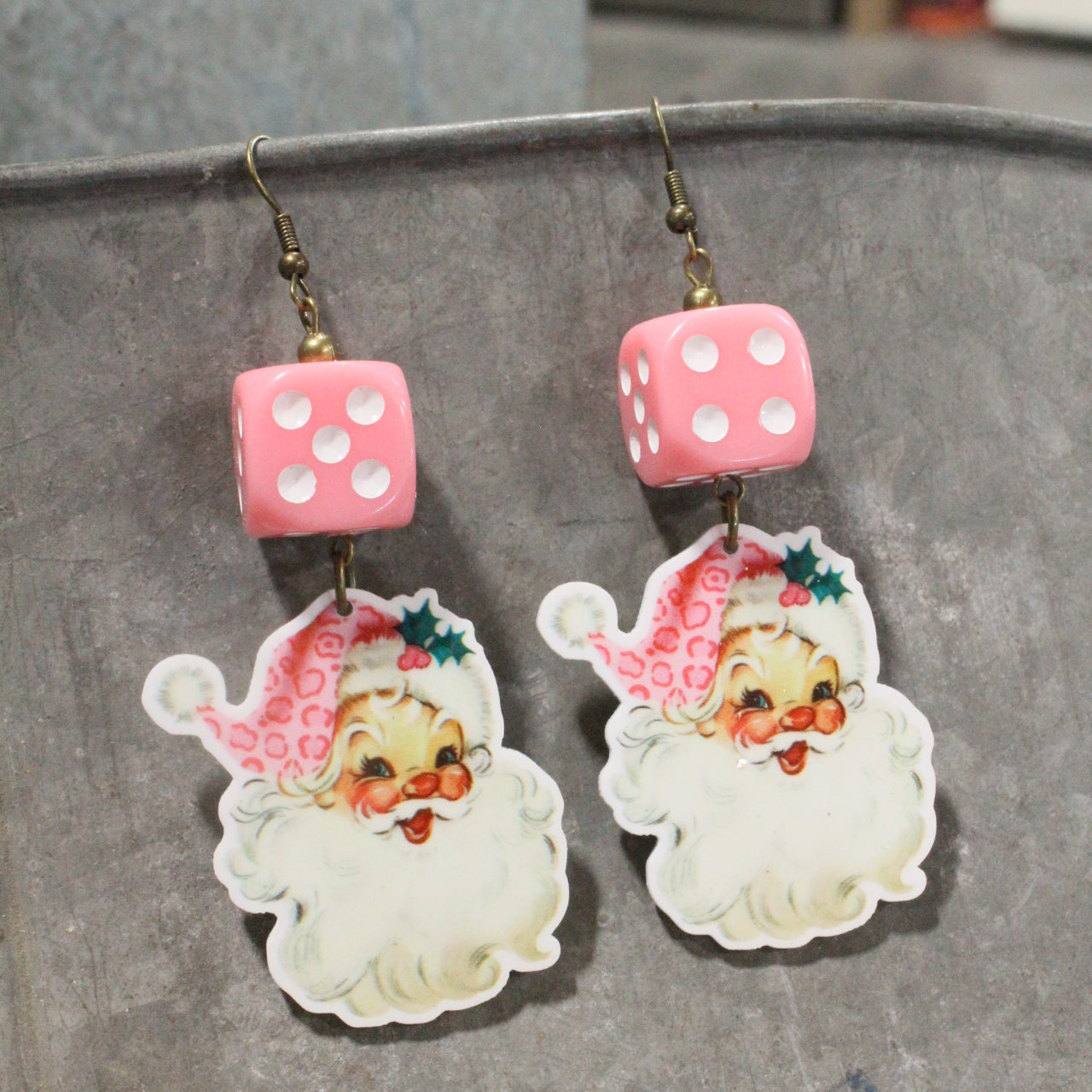 Rosy Cheeked Santa Dangle Earrings