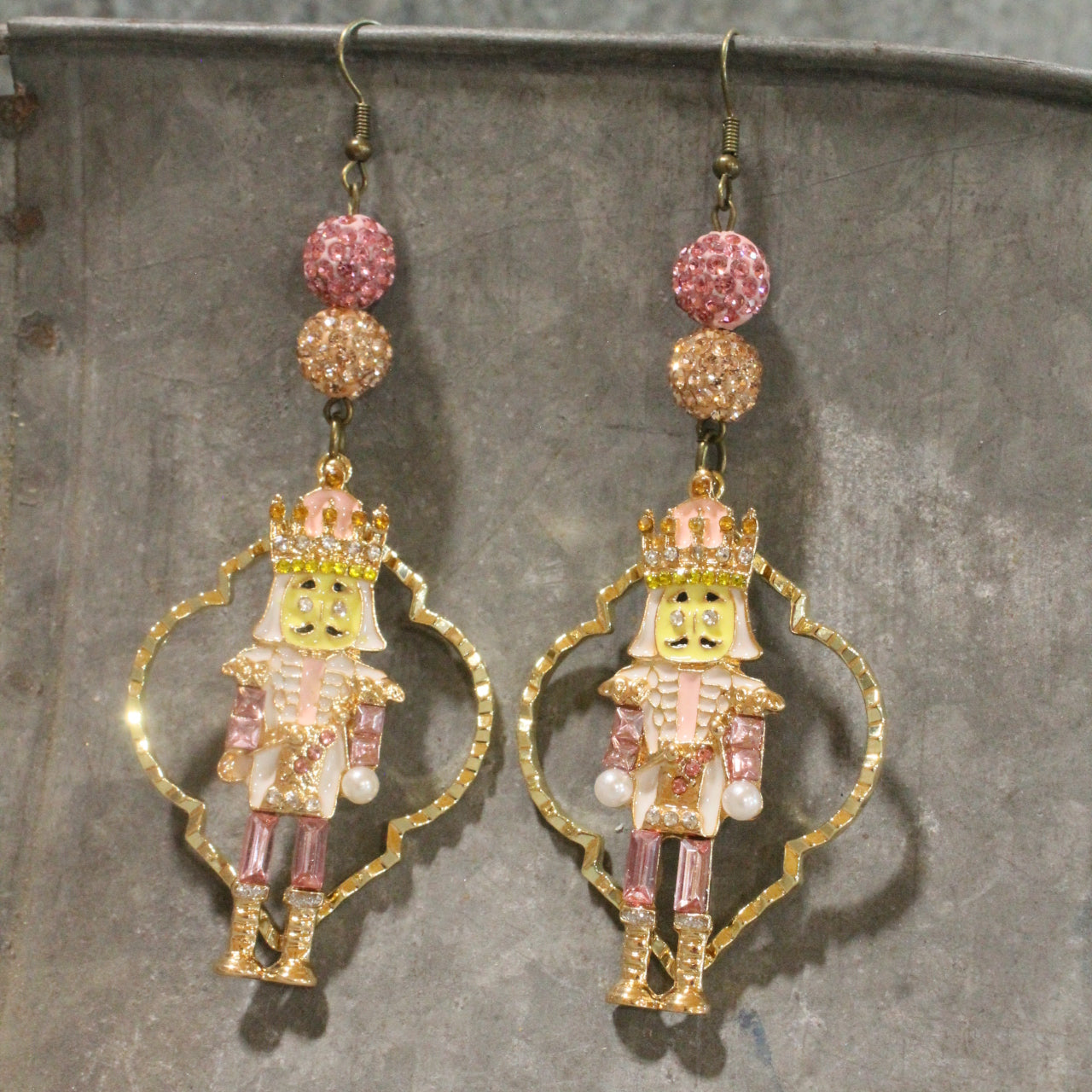 Blushing Nutcracker Dangle Earrings