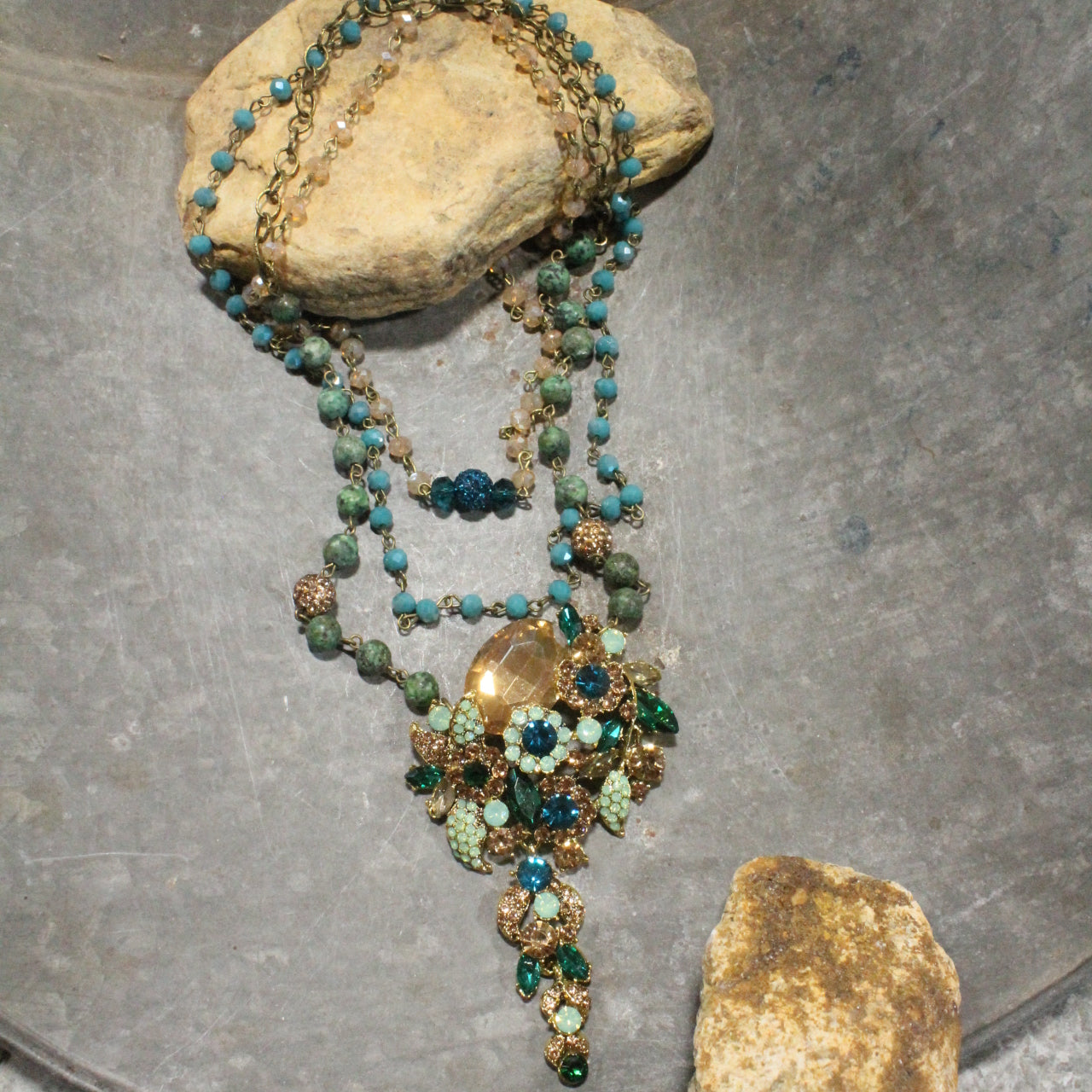 Bouquet Of Flowers Layered Jade Necklace