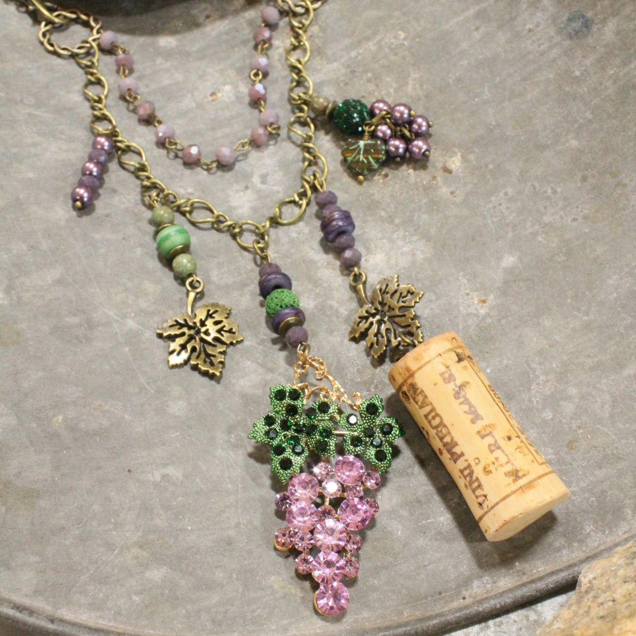 Grapes Make Wine & Summer Time Dangle Necklace