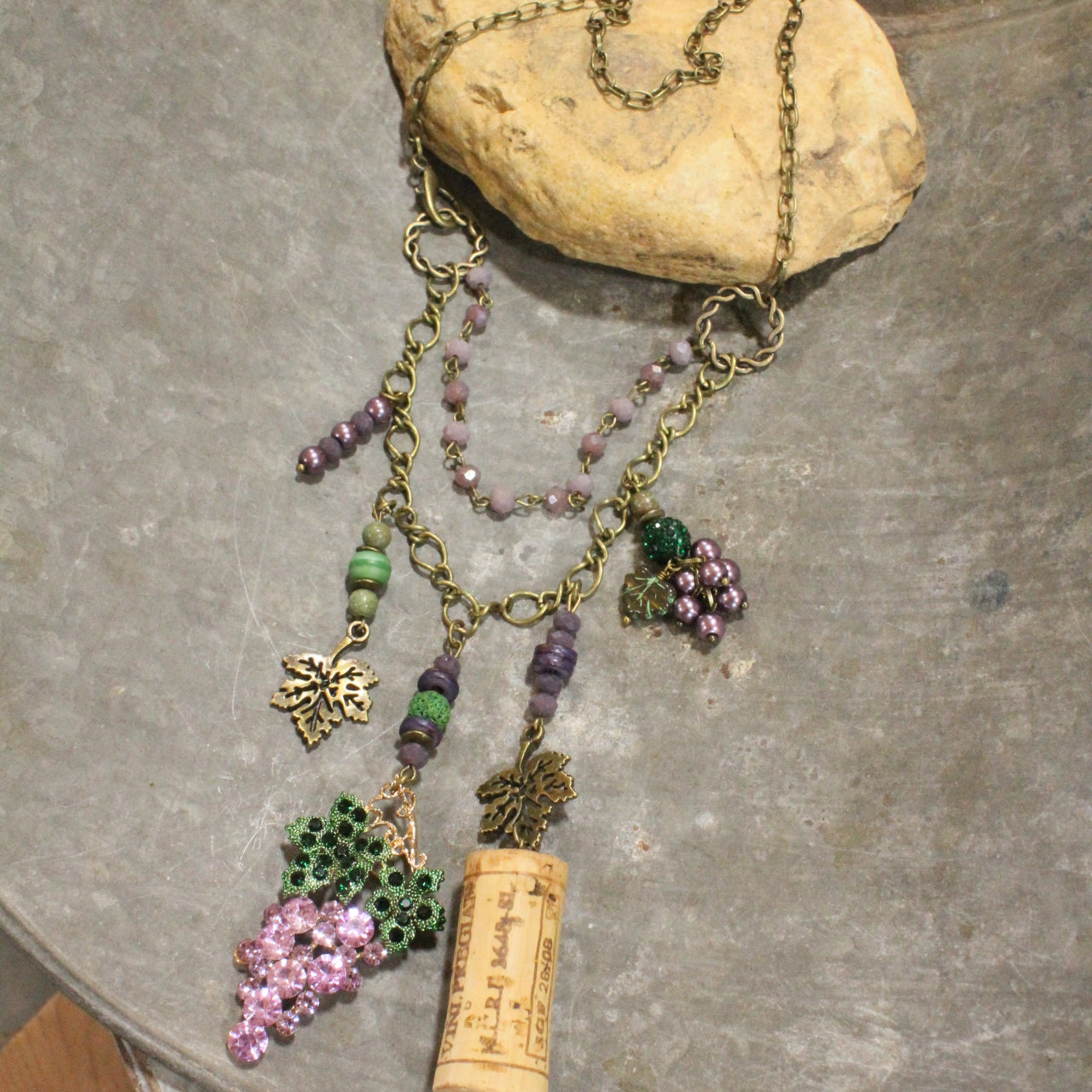 Grapes Make Wine & Summer Time Dangle Necklace