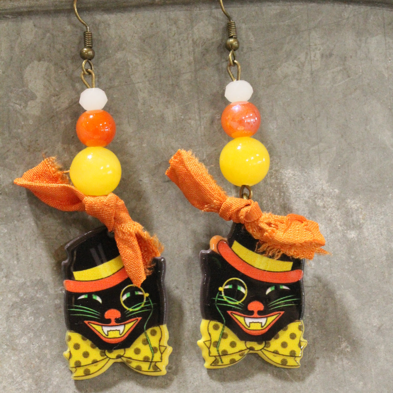 Top Hat Black Cat Earrings
