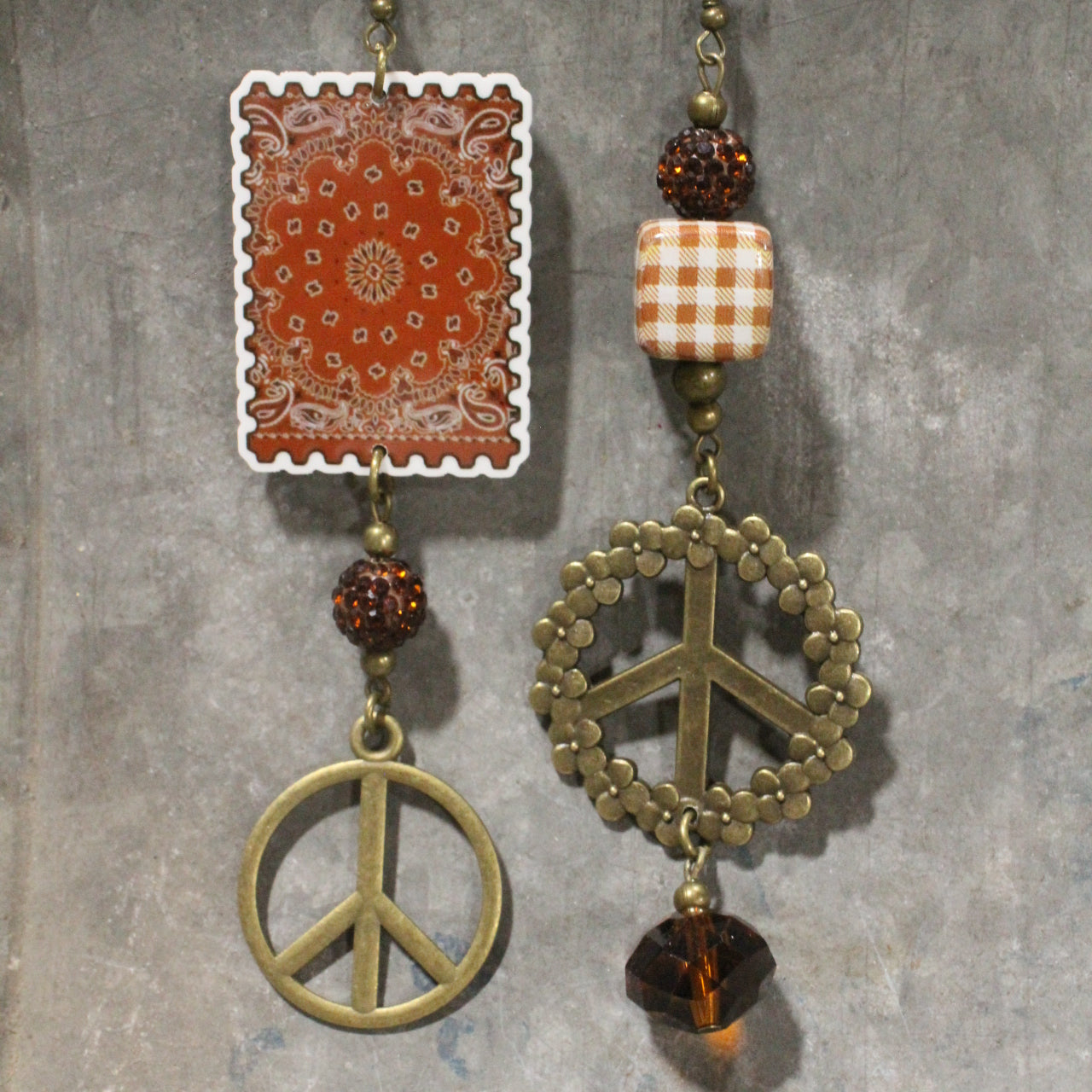Brown Bandana Baby Dangle Earrings