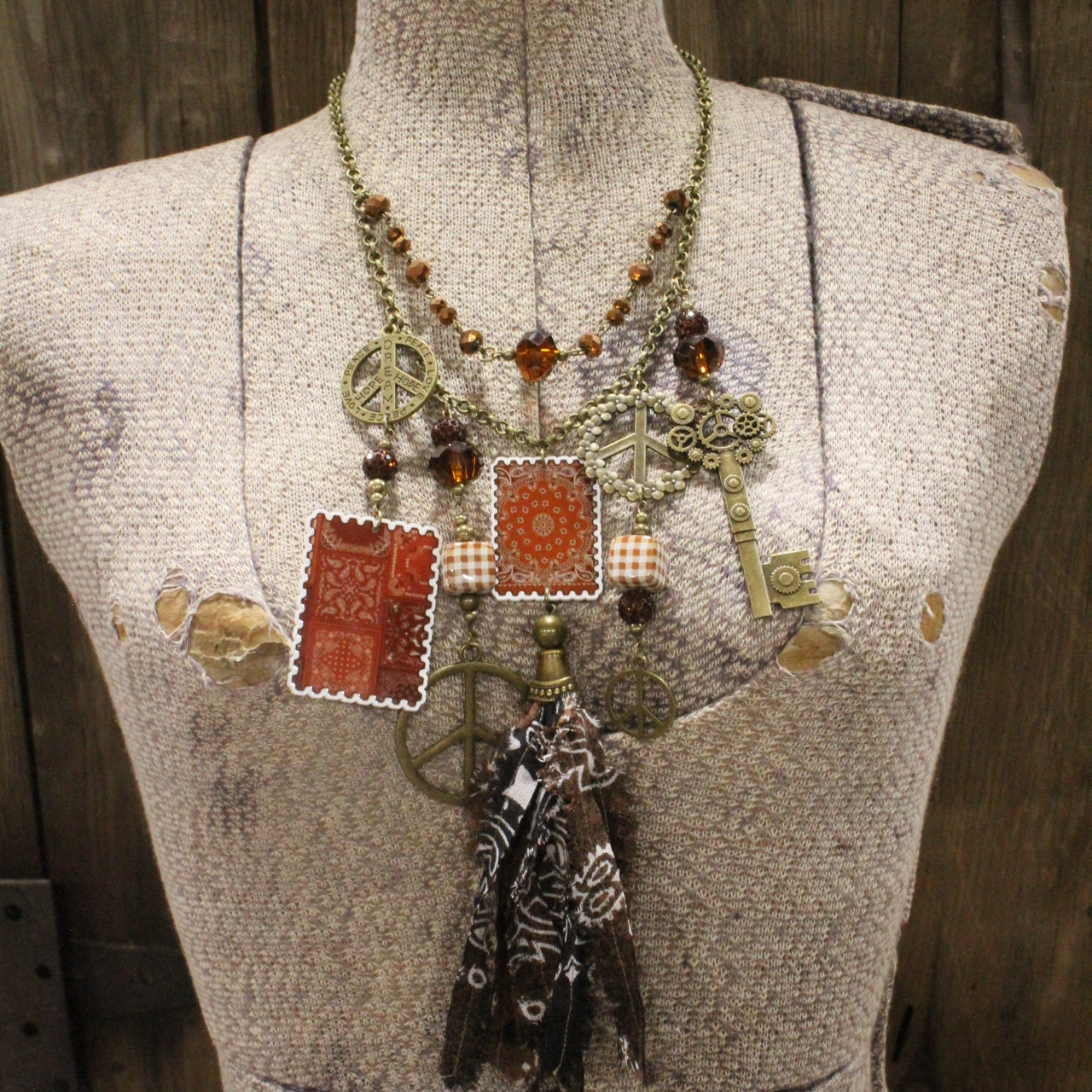 Brown Bandana Baby Charm'd Necklace