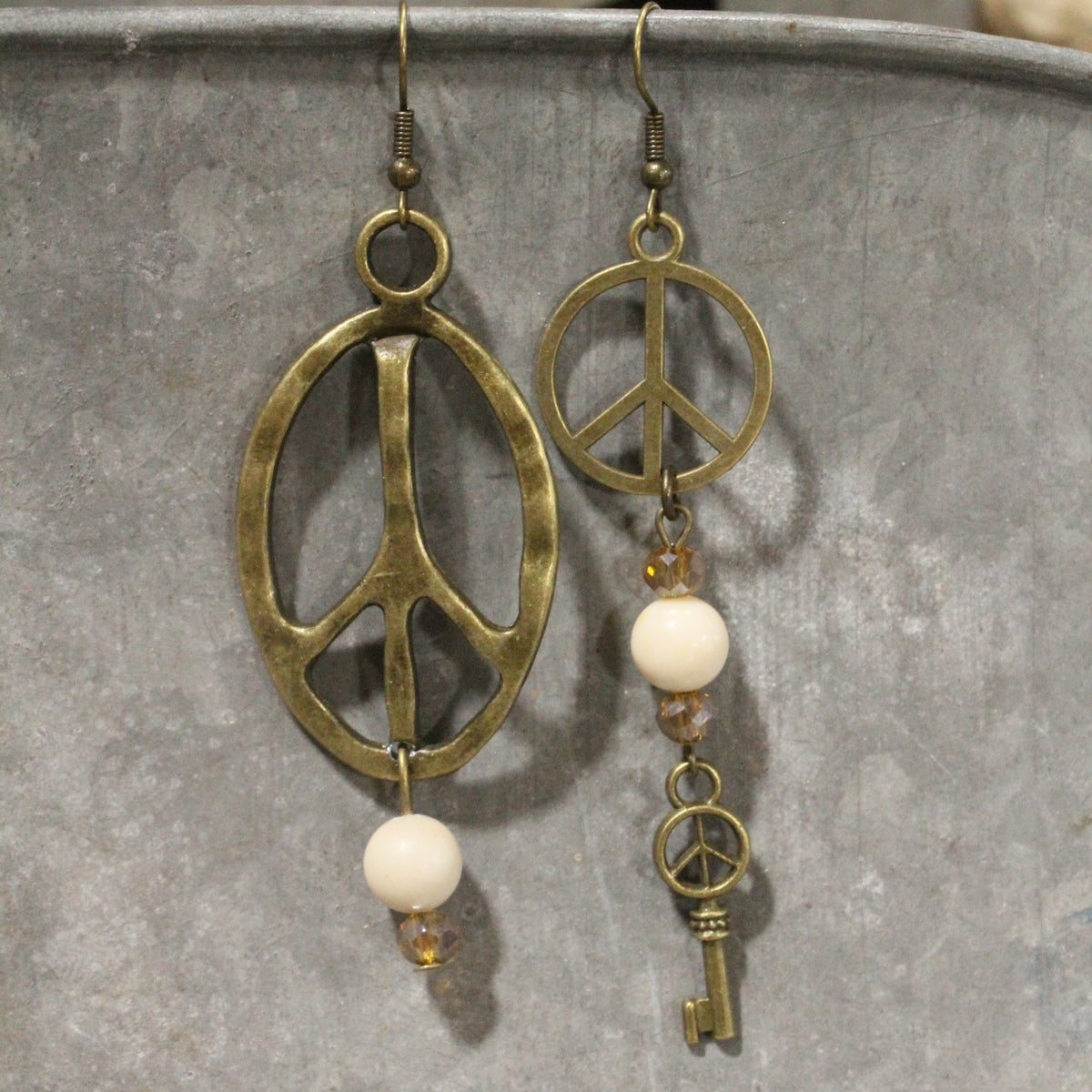 Pleasingly Peace Ivory Dangle Earrings