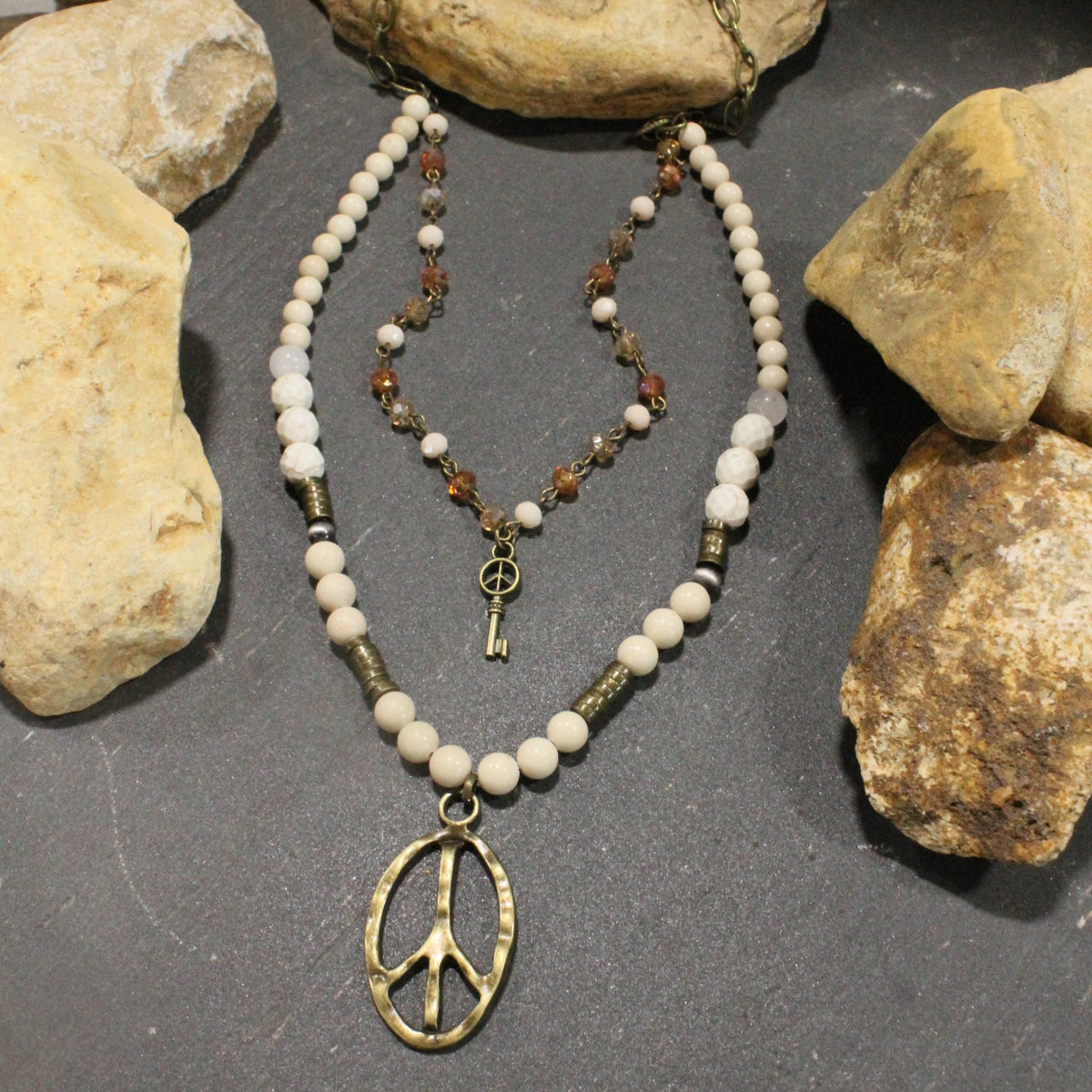 Pleasingly Peace Ivory Layered Necklace