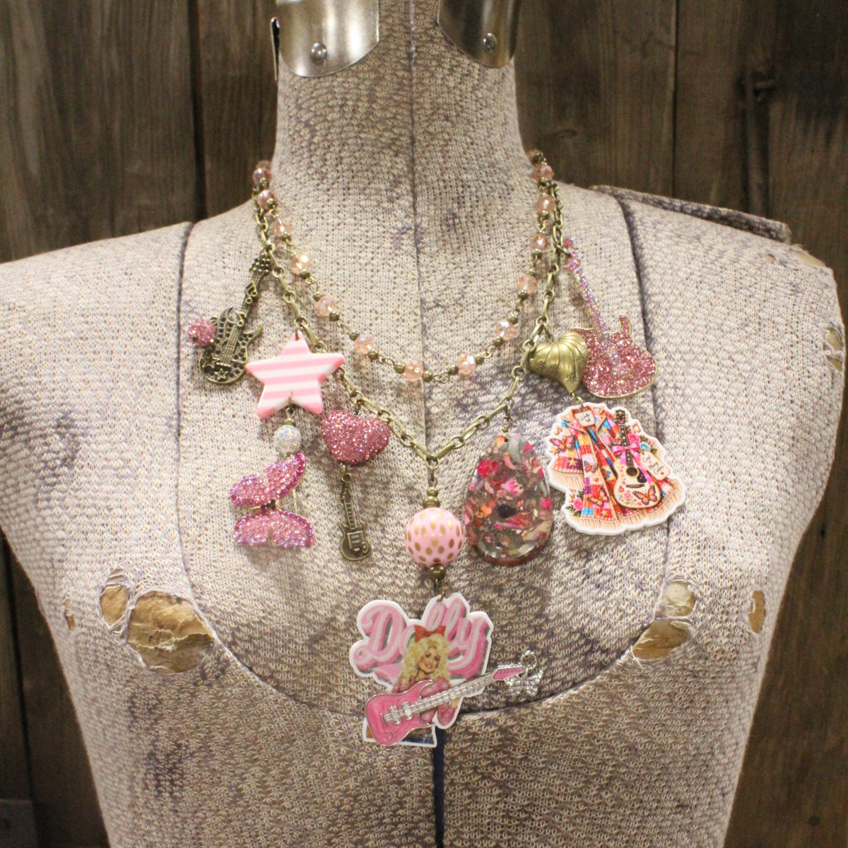 Dolly's Coat Of Many Colors Charm'd Necklace
