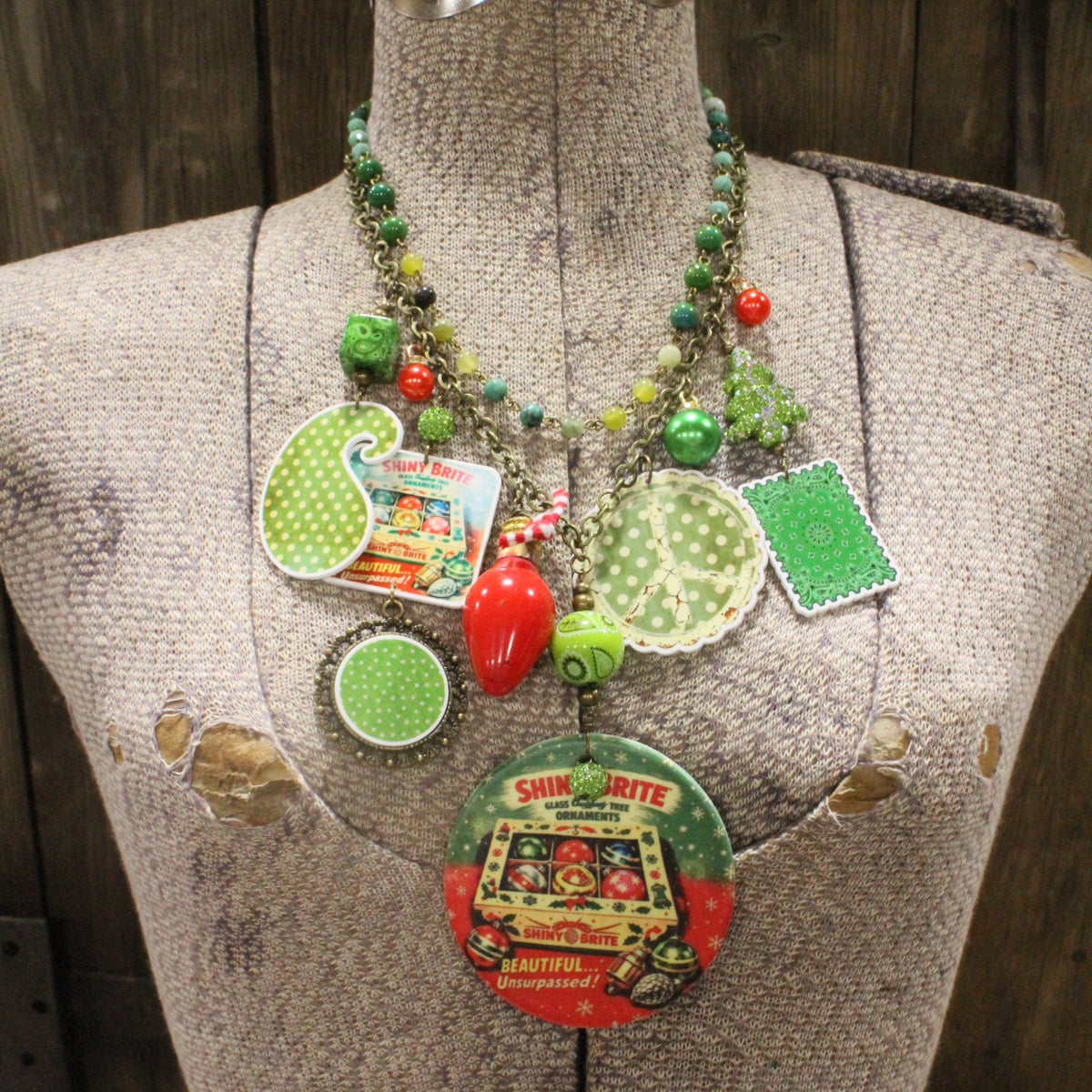 Shiny Brite Christmas Lights Charm'd Necklace