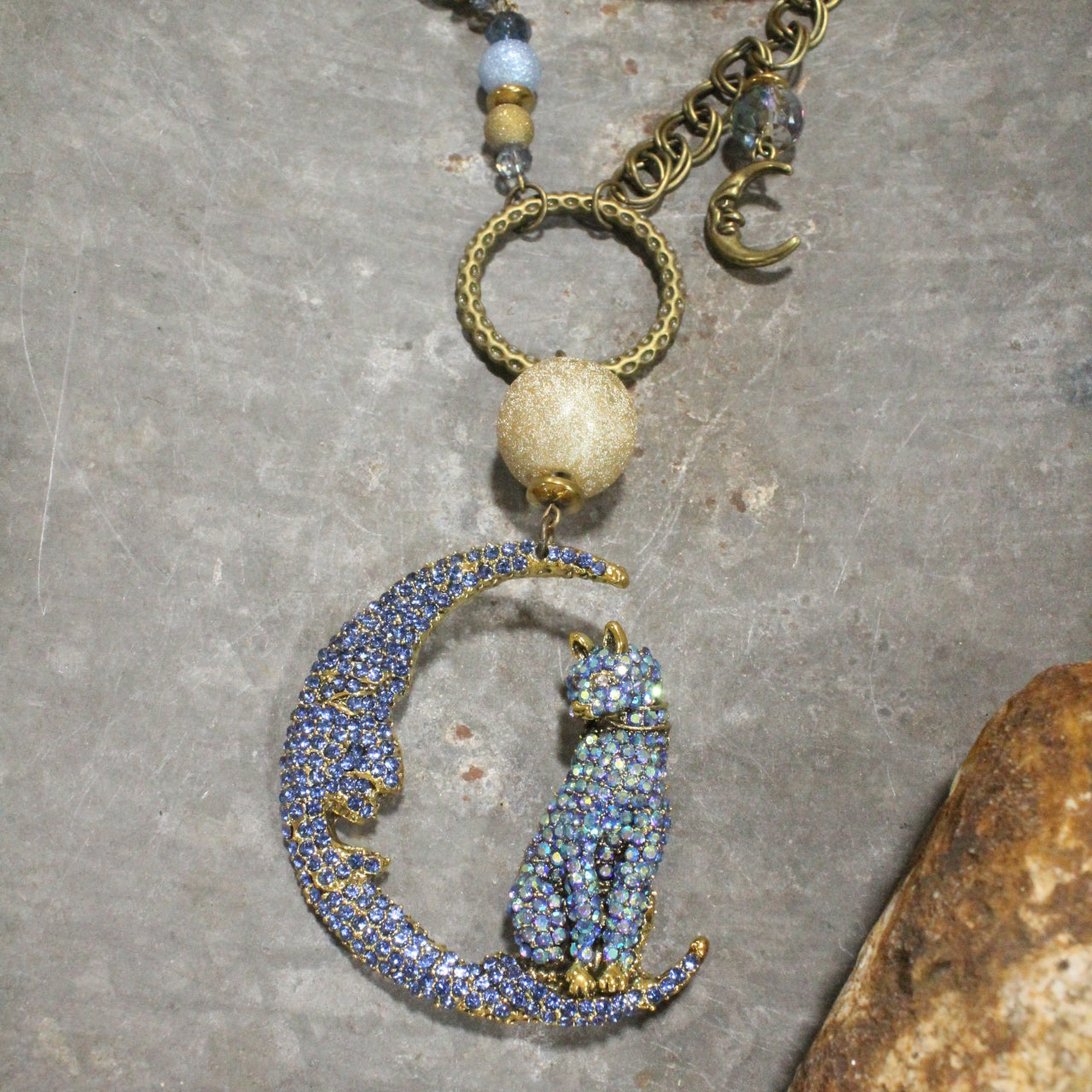 Cat Hangin' On The Moon Necklace