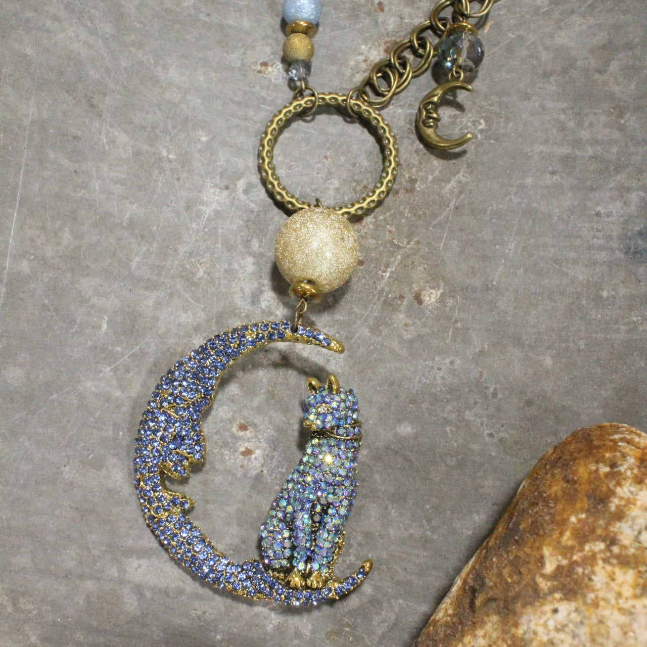Cat Hangin' On The Moon Necklace