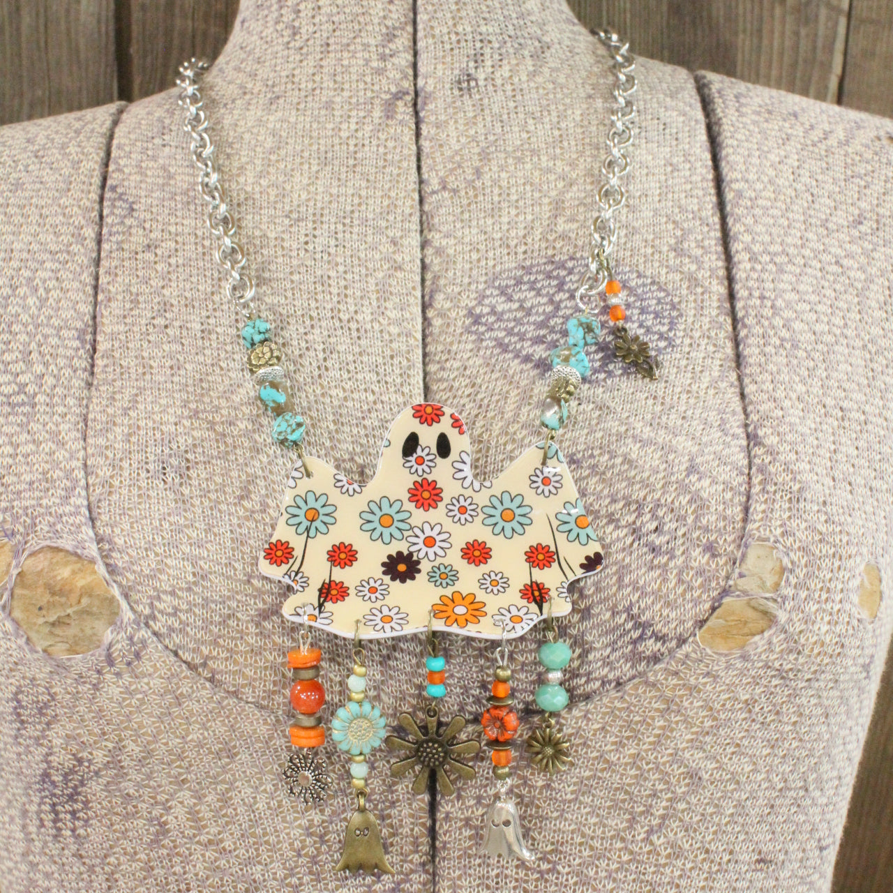 Ghostly Flower Power Charm'd Necklace