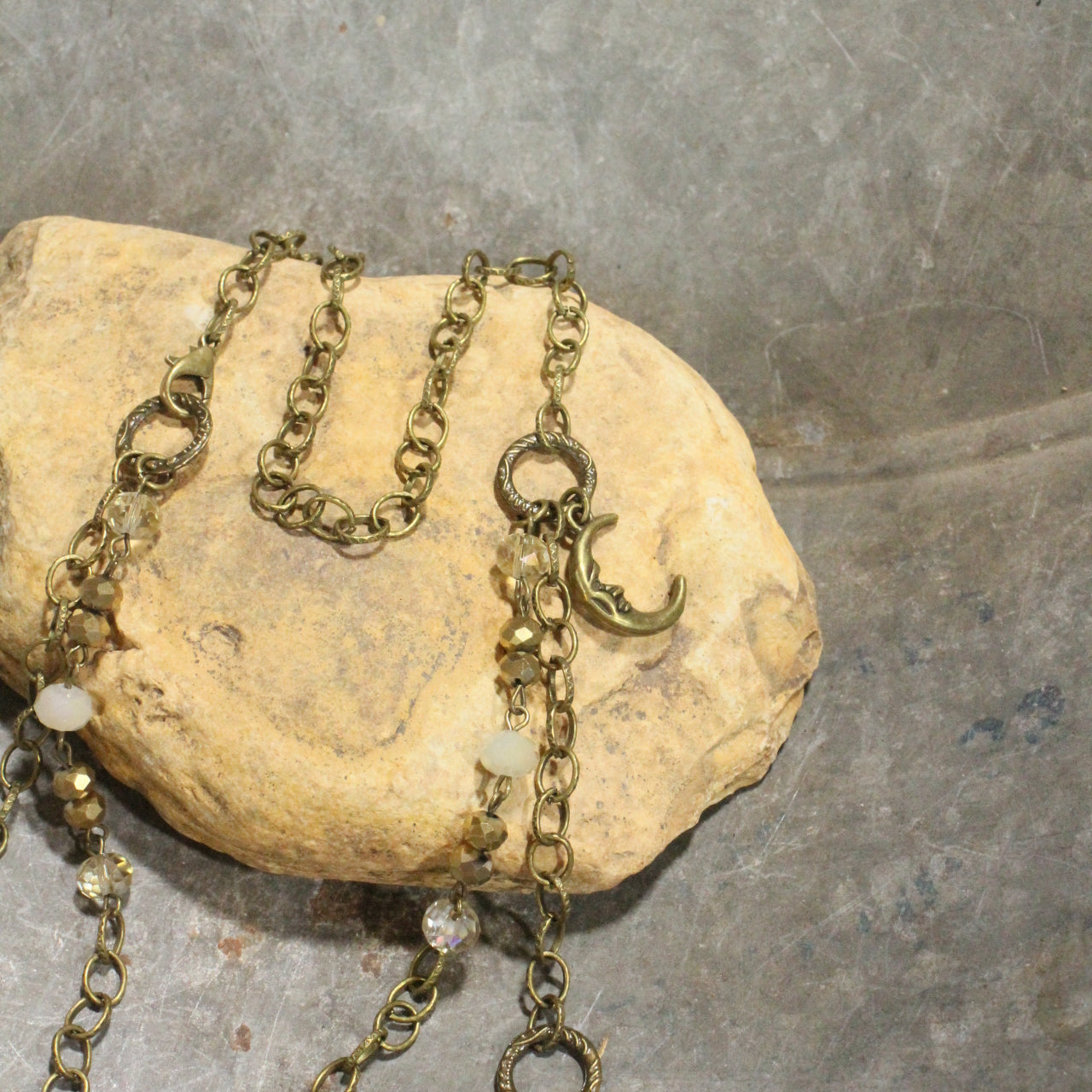 Golden Moon & Bling Cat Necklace