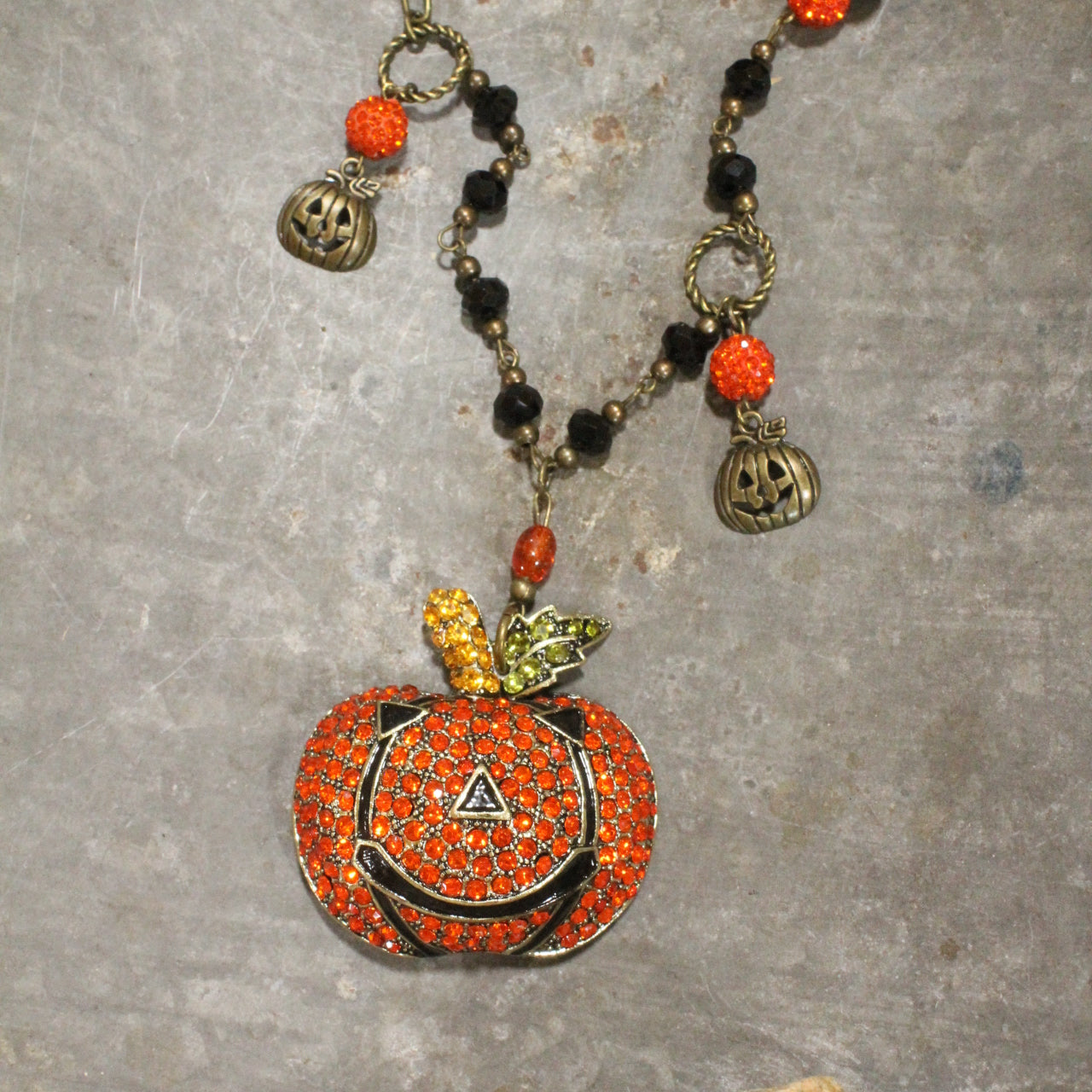 Check Out This Bling Jack-O-Lantern Necklace
