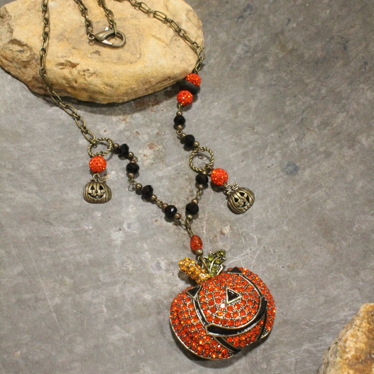 Check Out This Bling Jack-O-Lantern Necklace