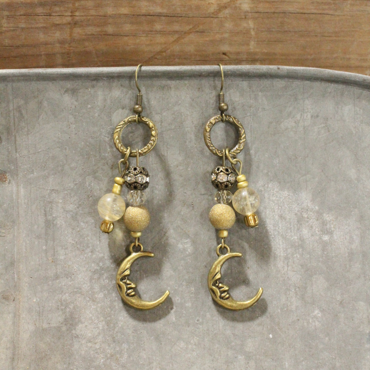 Golden Moon Dangle Drop Earrings