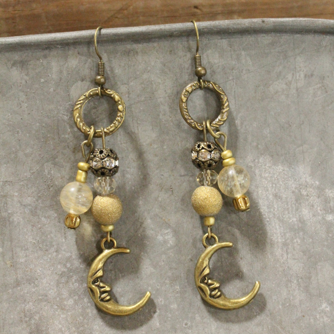 Golden Moon Dangle Drop Earrings