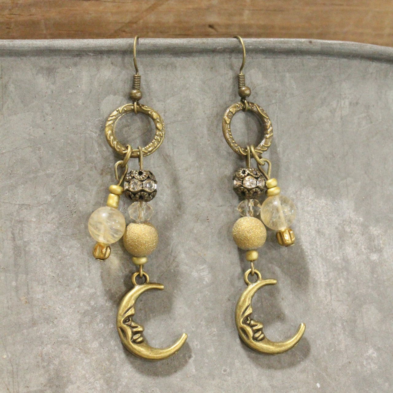 Golden Moon Dangle Drop Earrings