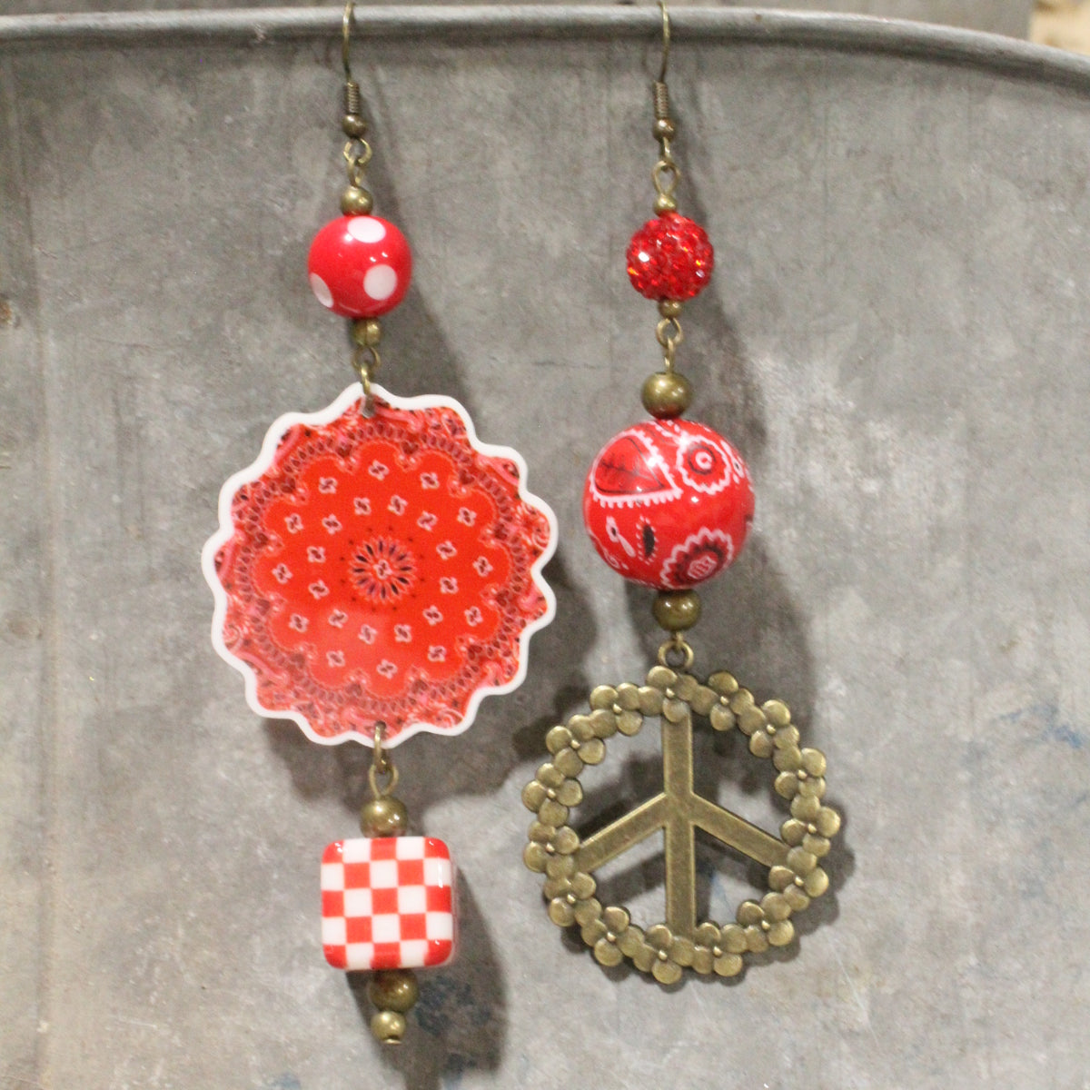 Bandana Baby Red Dangle Earrings