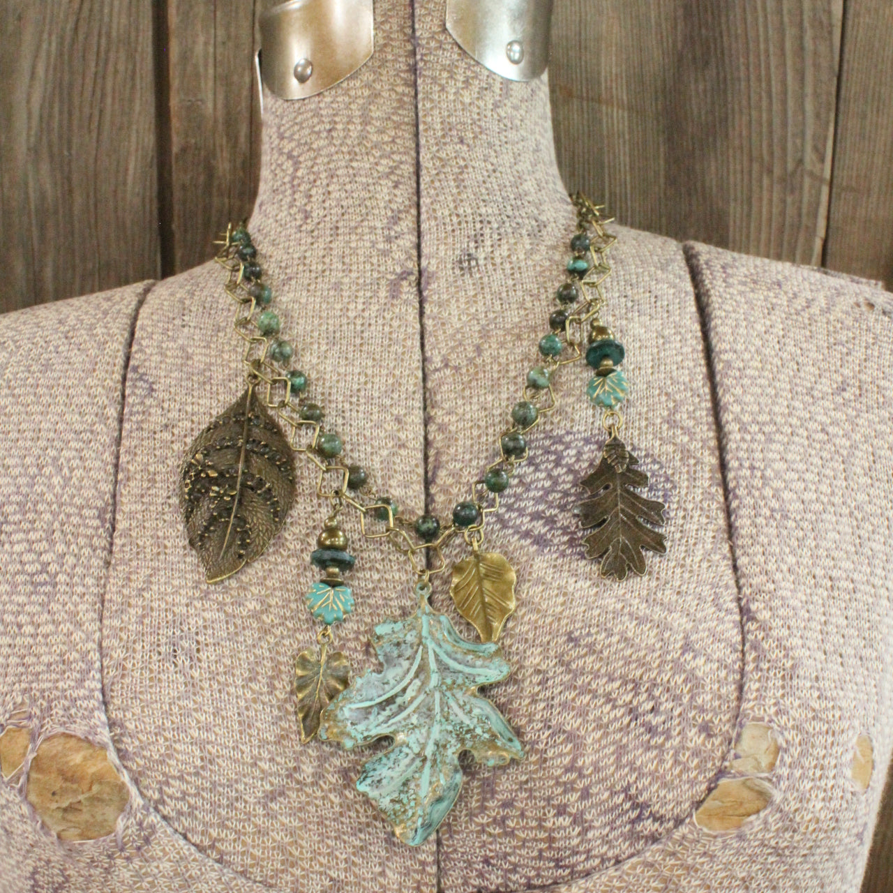 All Leafed Out Patina Charm'd Necklace