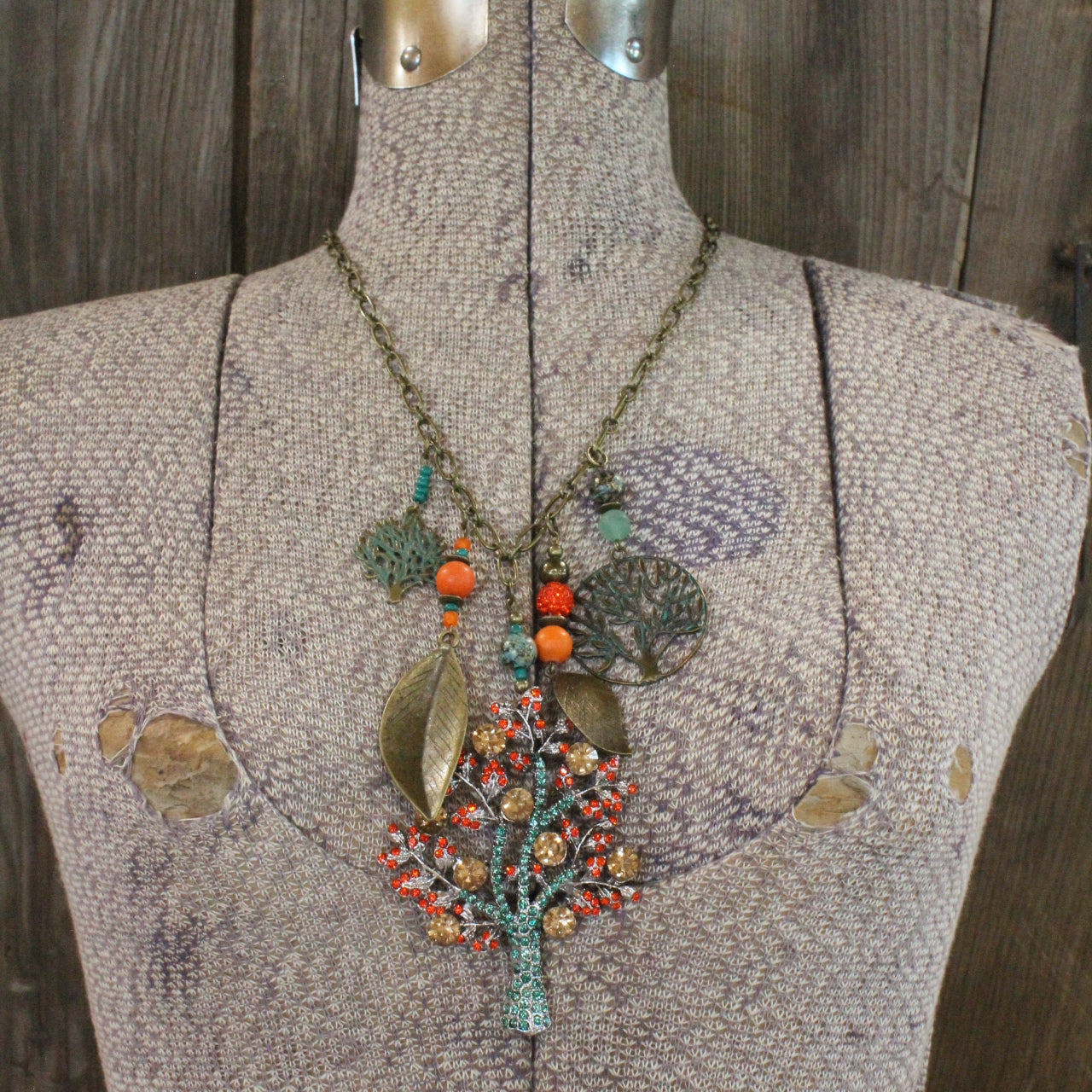 Shades Of Fall Tree Charm'd Necklace