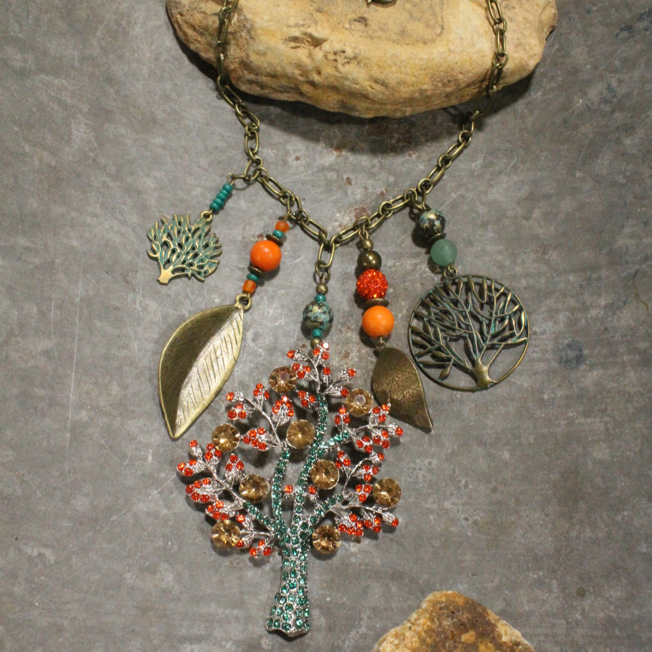 Shades Of Fall Tree Charm'd Necklace