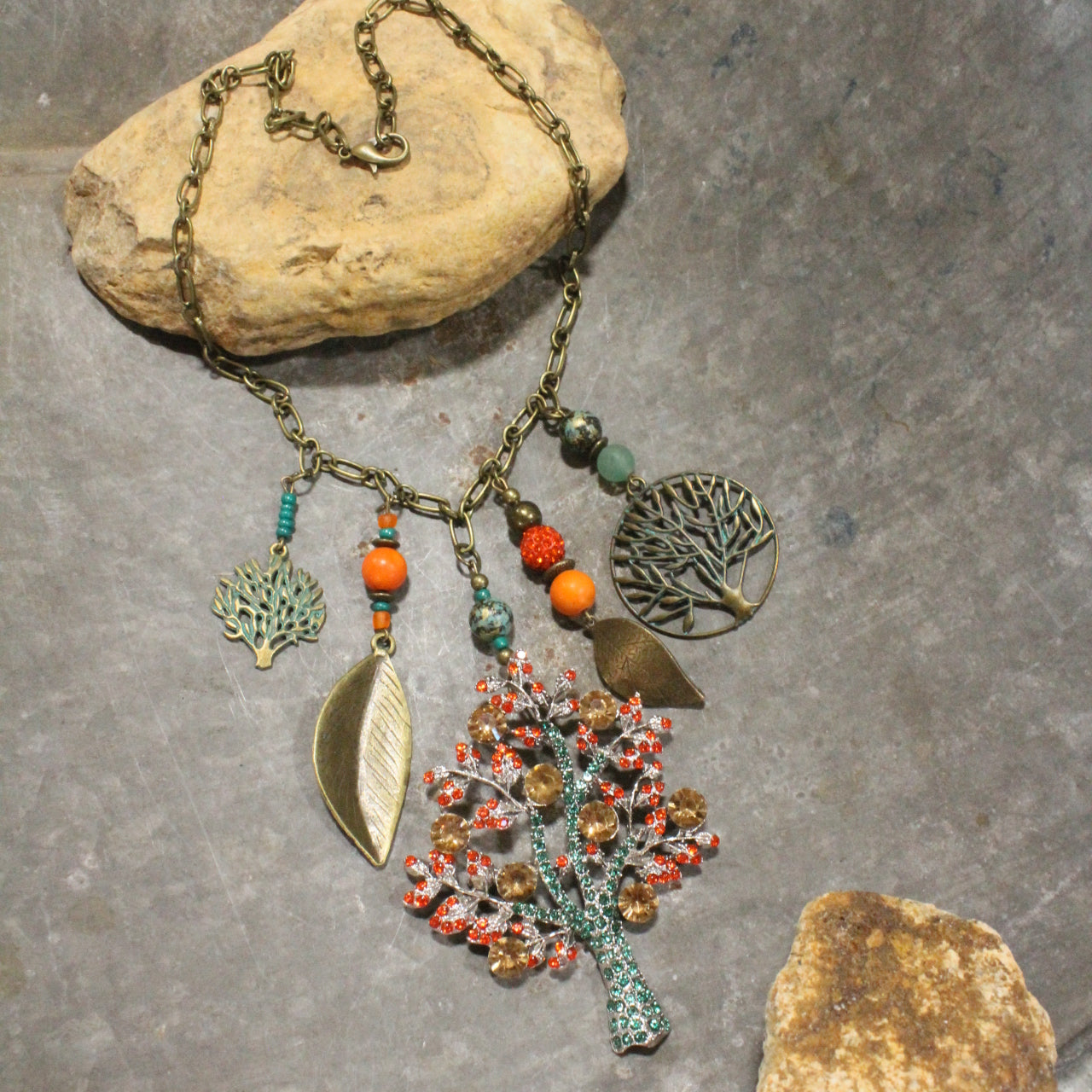 Shades Of Fall Tree Charm'd Necklace