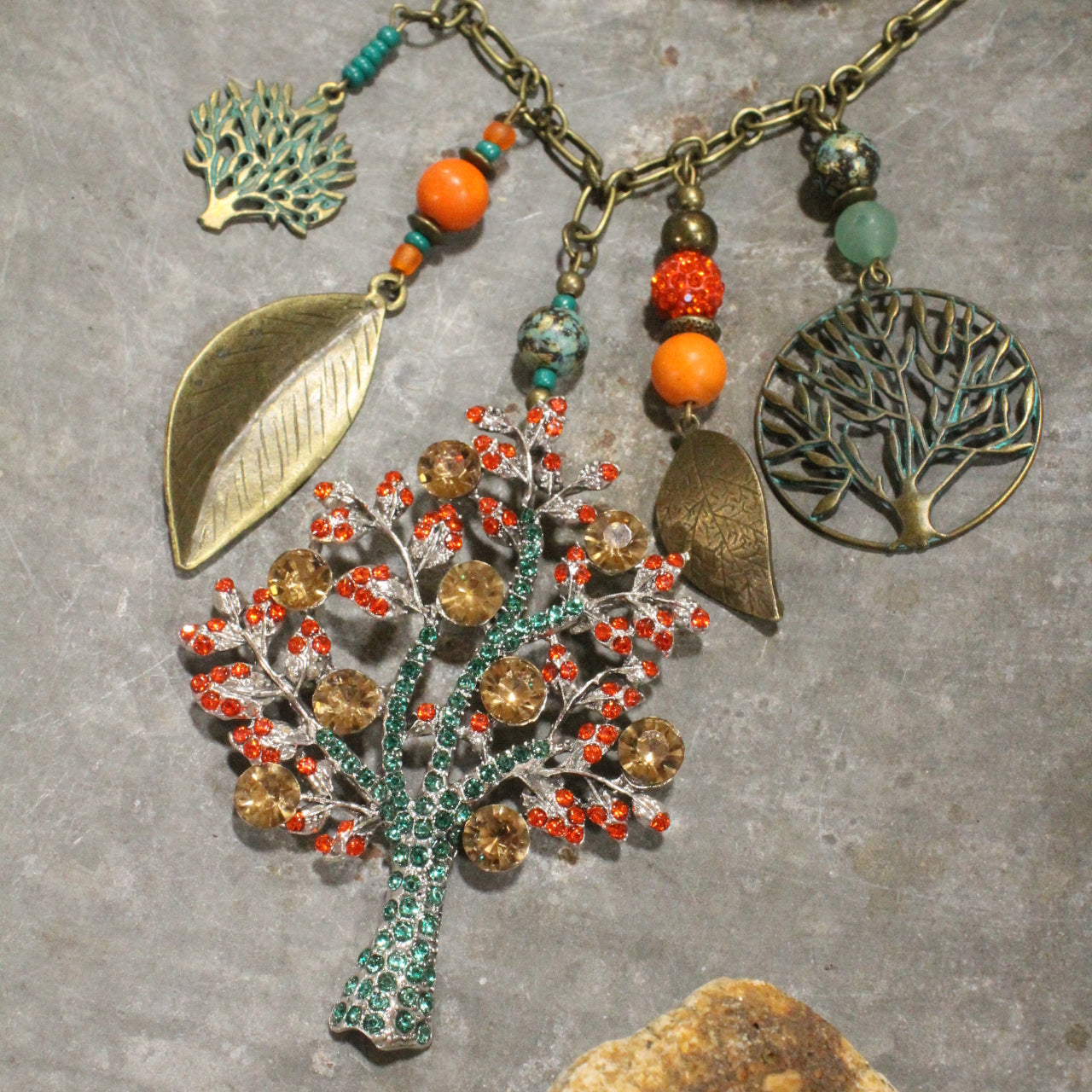 Shades Of Fall Tree Charm'd Necklace