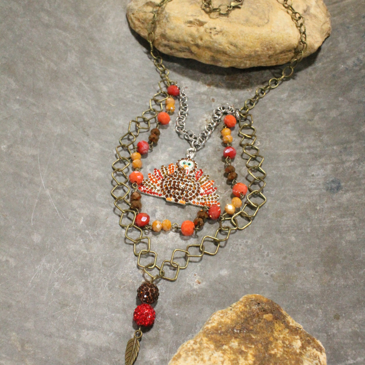 Gobbling Turkey Triple Layered Necklace