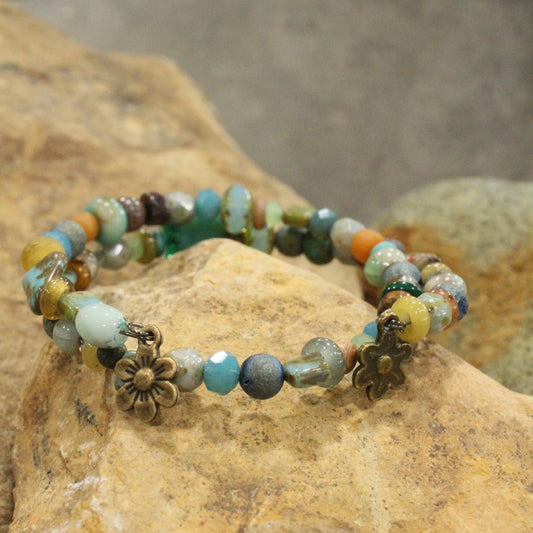 Turquoise & Mixed Stones Wrap Bracelet