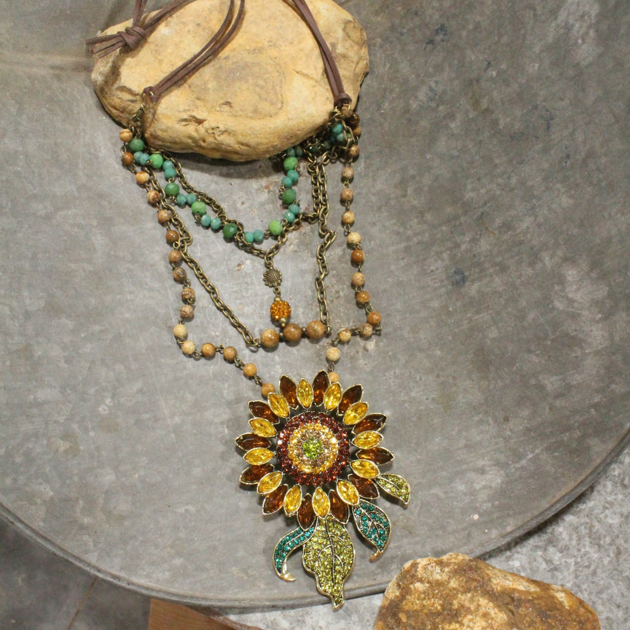 Not Just Any Sunflower Layered Necklace