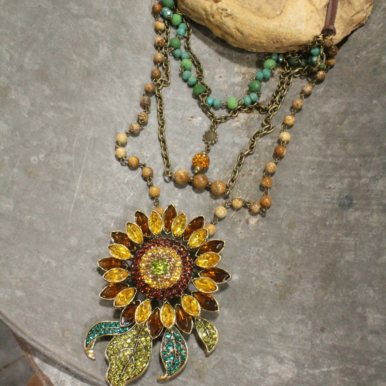 Not Just Any Sunflower Layered Necklace