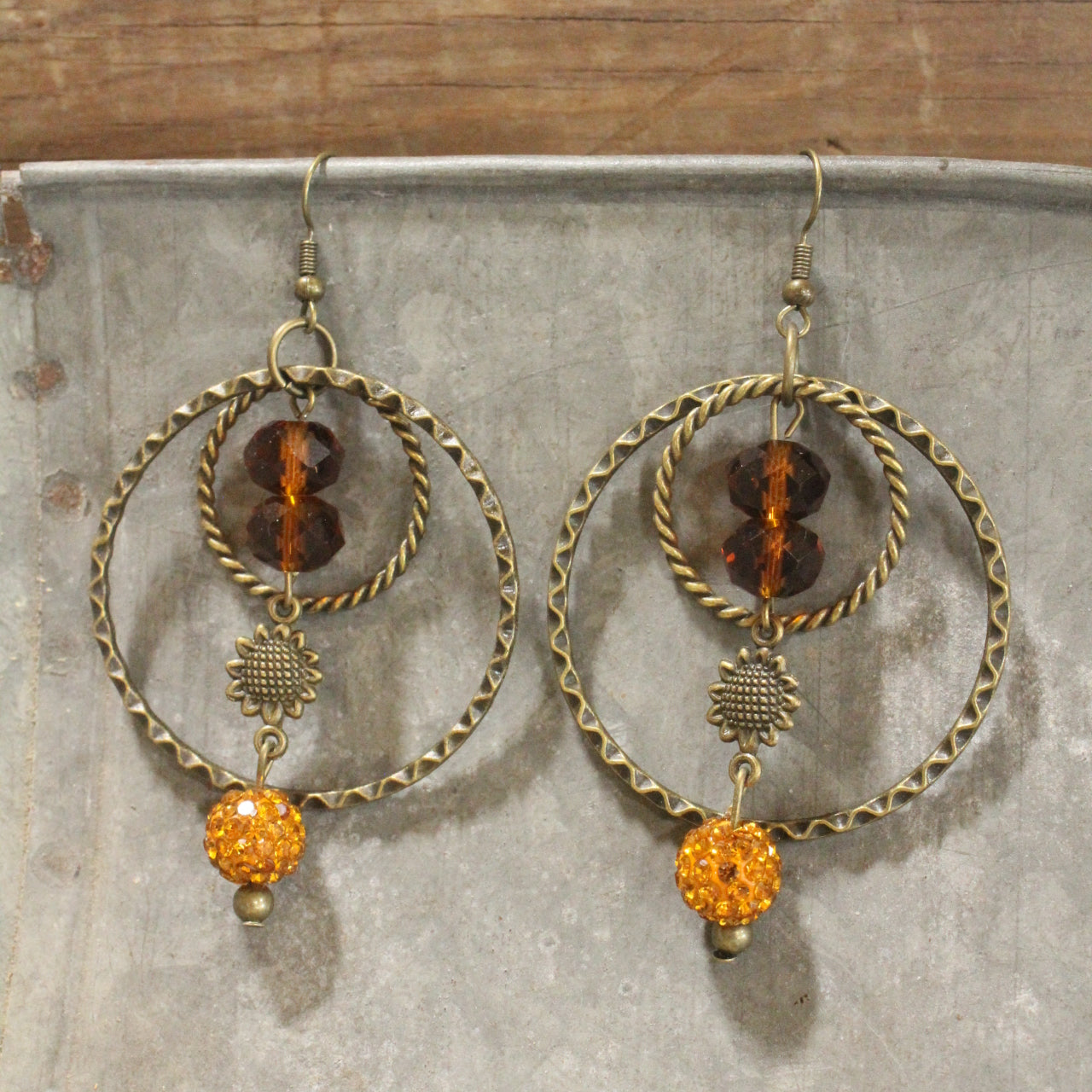 Not Just Any Sunflower Dangle Drop Earrings