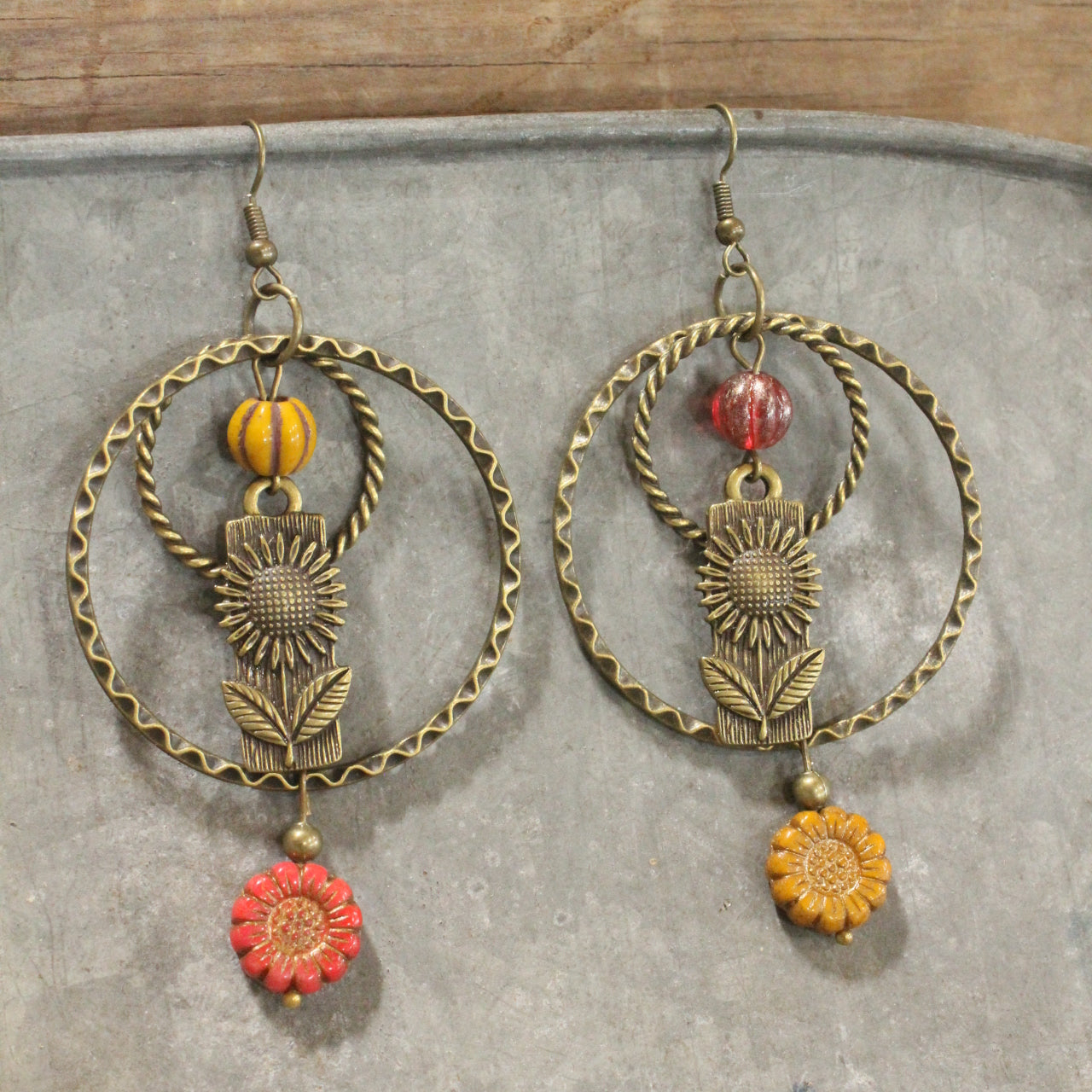 Pumpkins & Sunflowers Dangle Drop Earrings