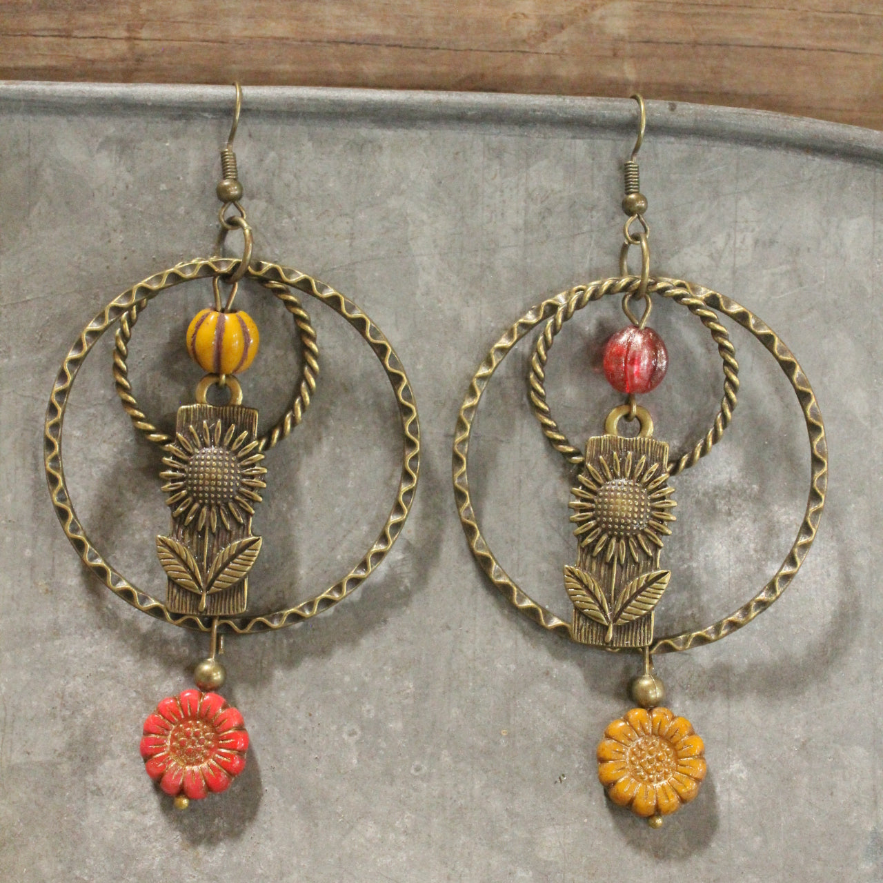 Pumpkins & Sunflowers Dangle Drop Earrings