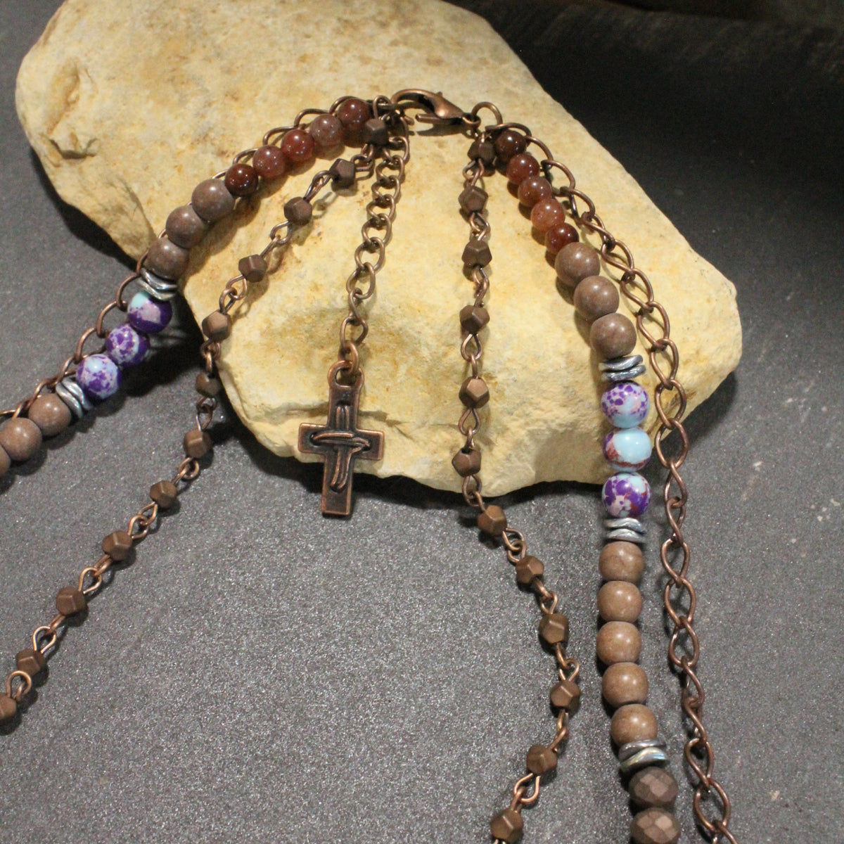 Lavished & Layered Purple Cross Necklace