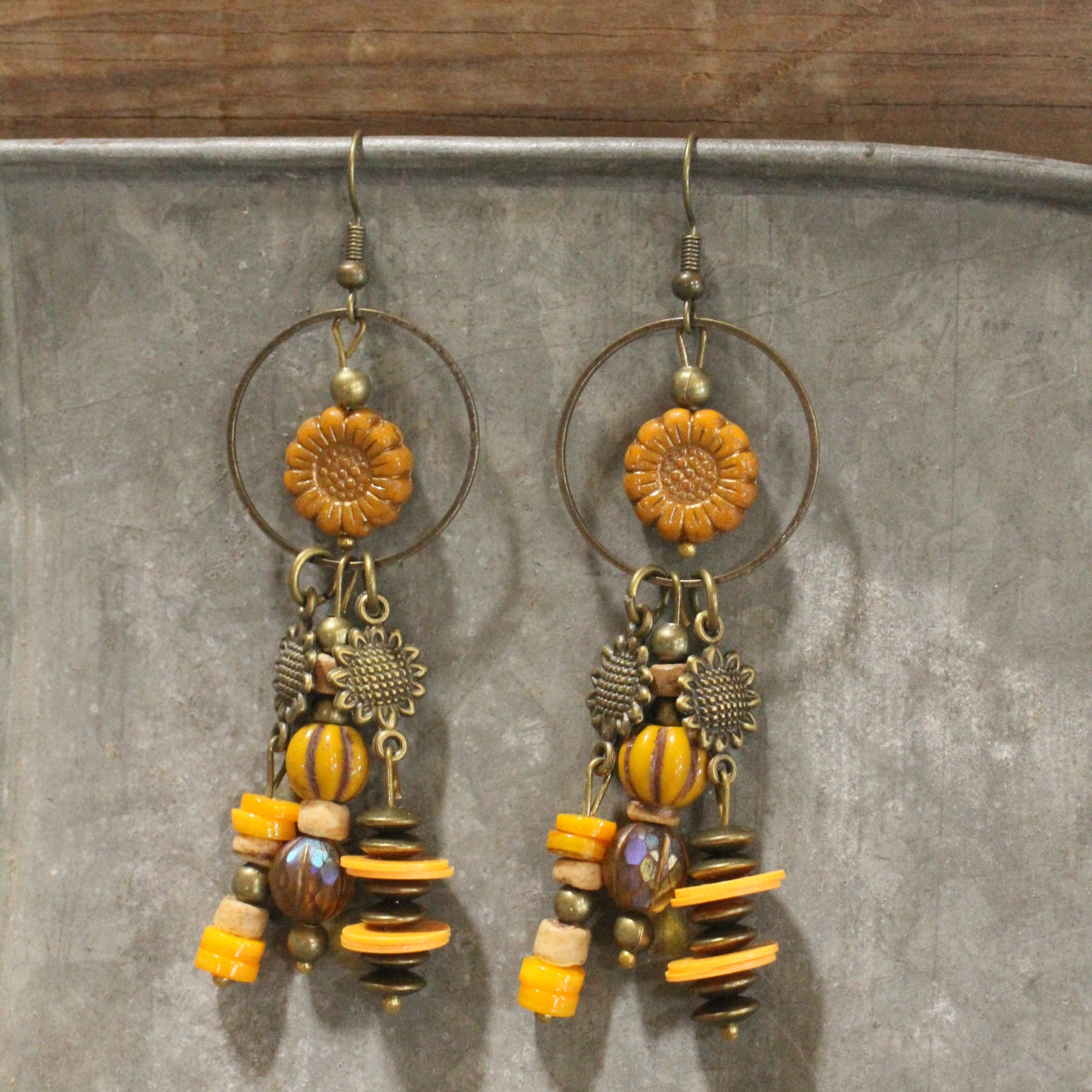 Pumpkins & Sunflowers Hoop Earrings
