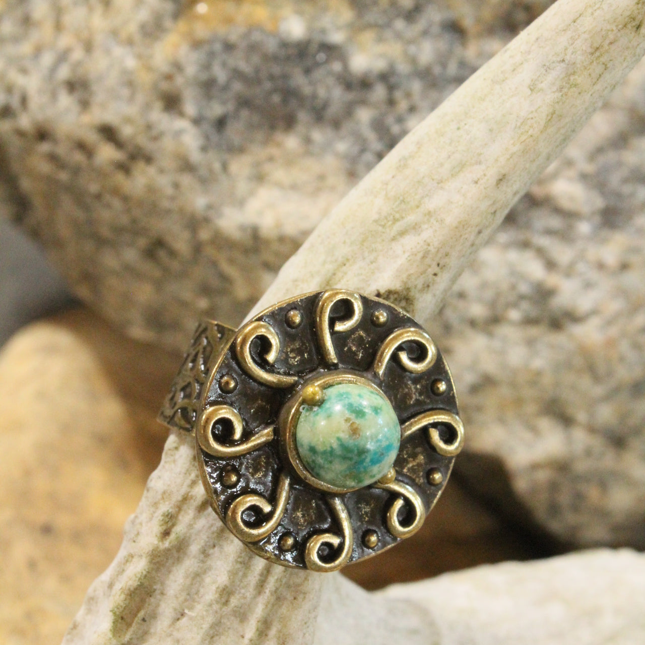 Bohemian Sunrise Jade Stone Open Size Ring