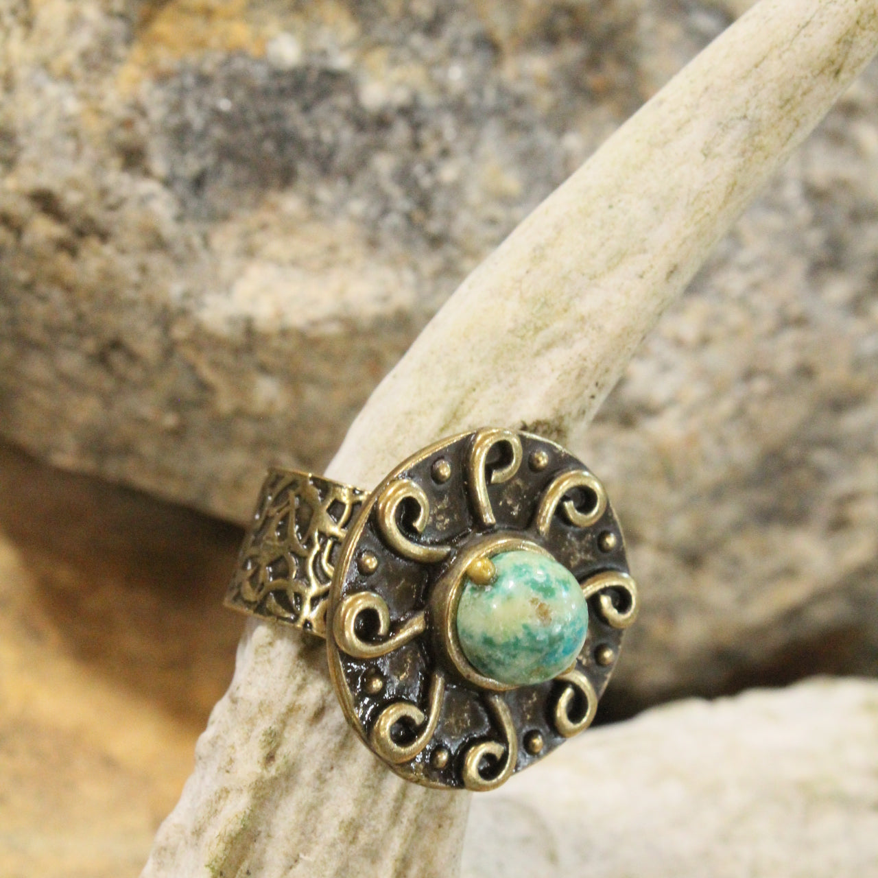 Bohemian Sunrise Jade Stone Open Size Ring