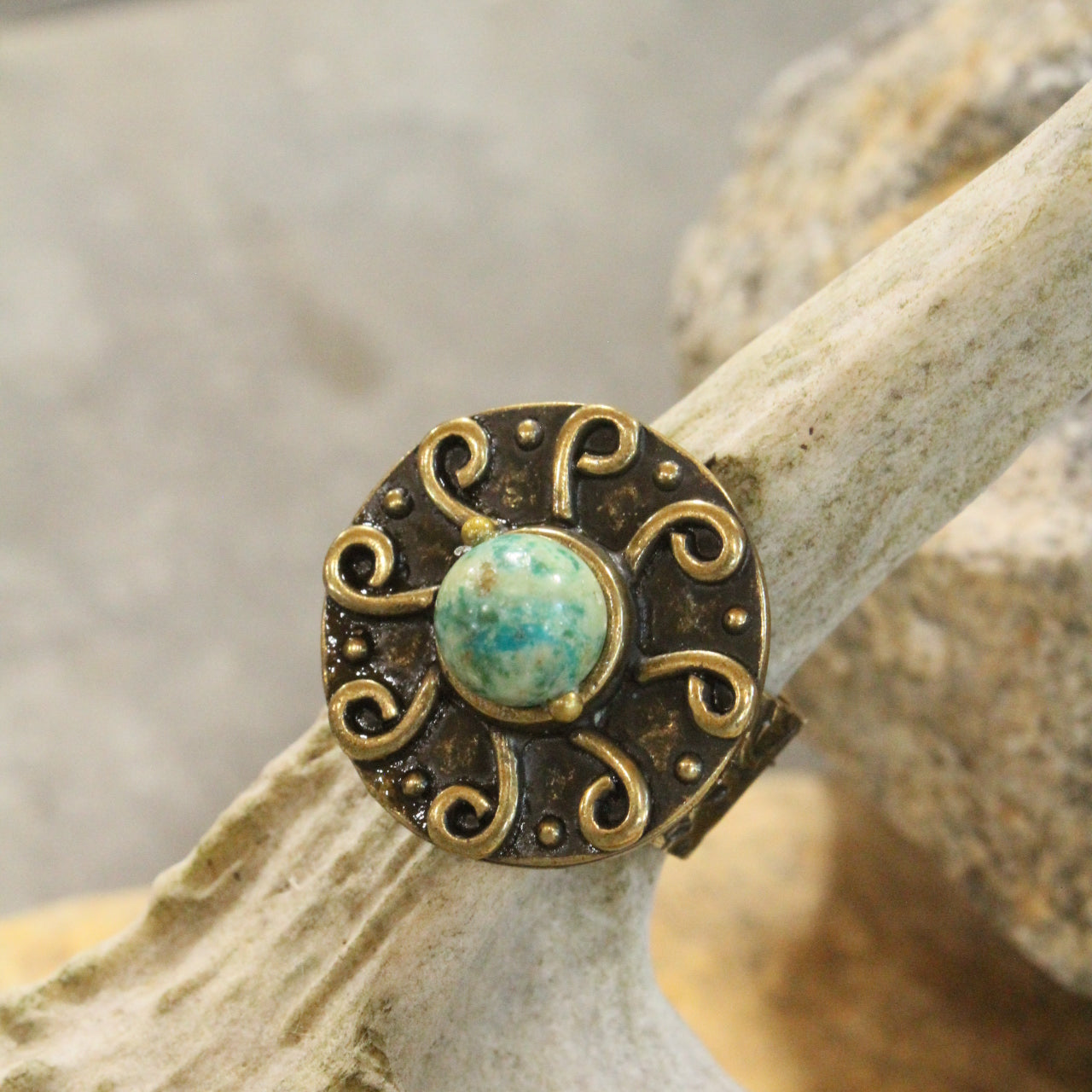 Bohemian Sunrise Jade Stone Open Size Ring