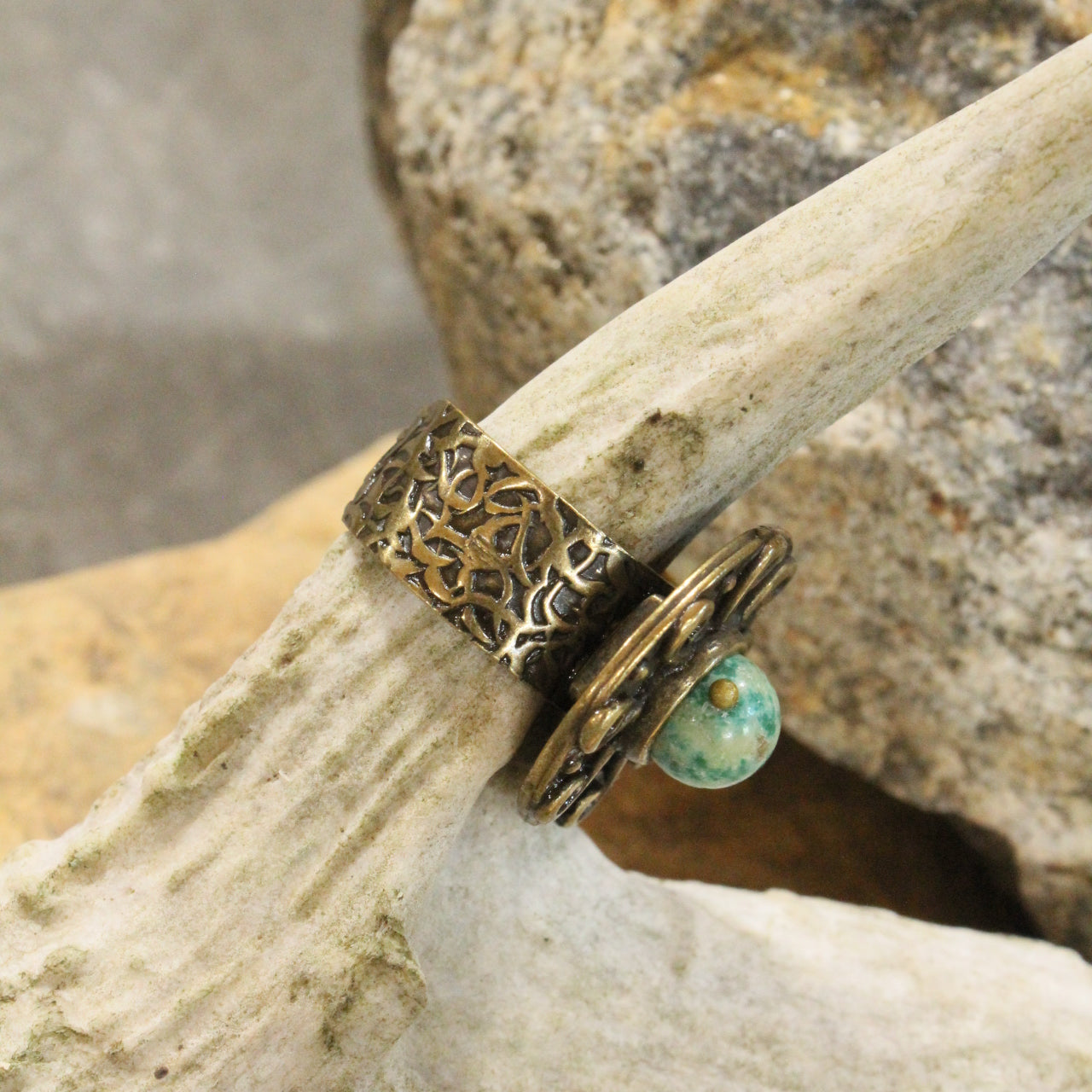 Bohemian Sunrise Jade Stone Open Size Ring