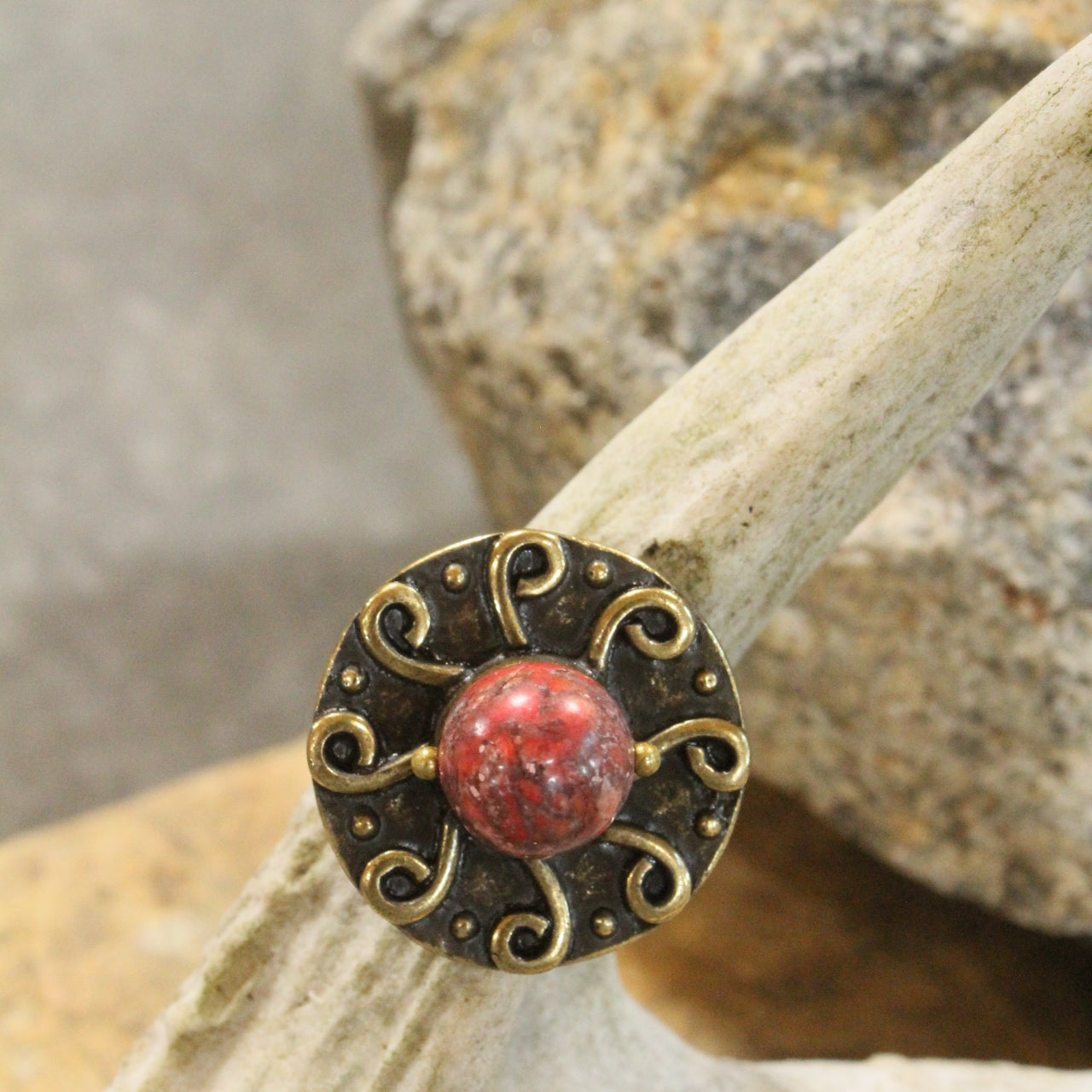 Bohemian Sunrise Red Stone Open Size Ring