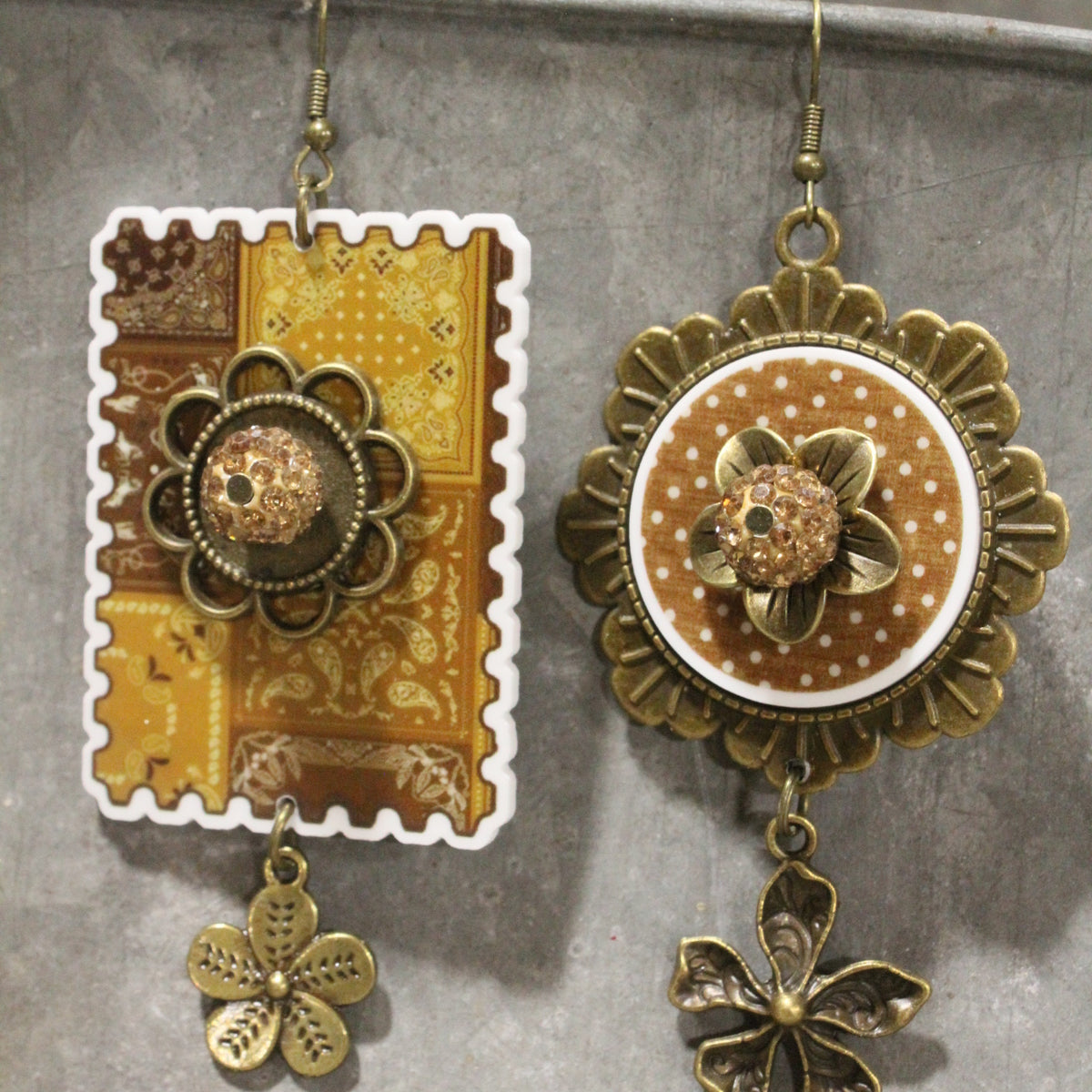 Peace, Paisley & Polka Dot Turquoise Dangle Earrings