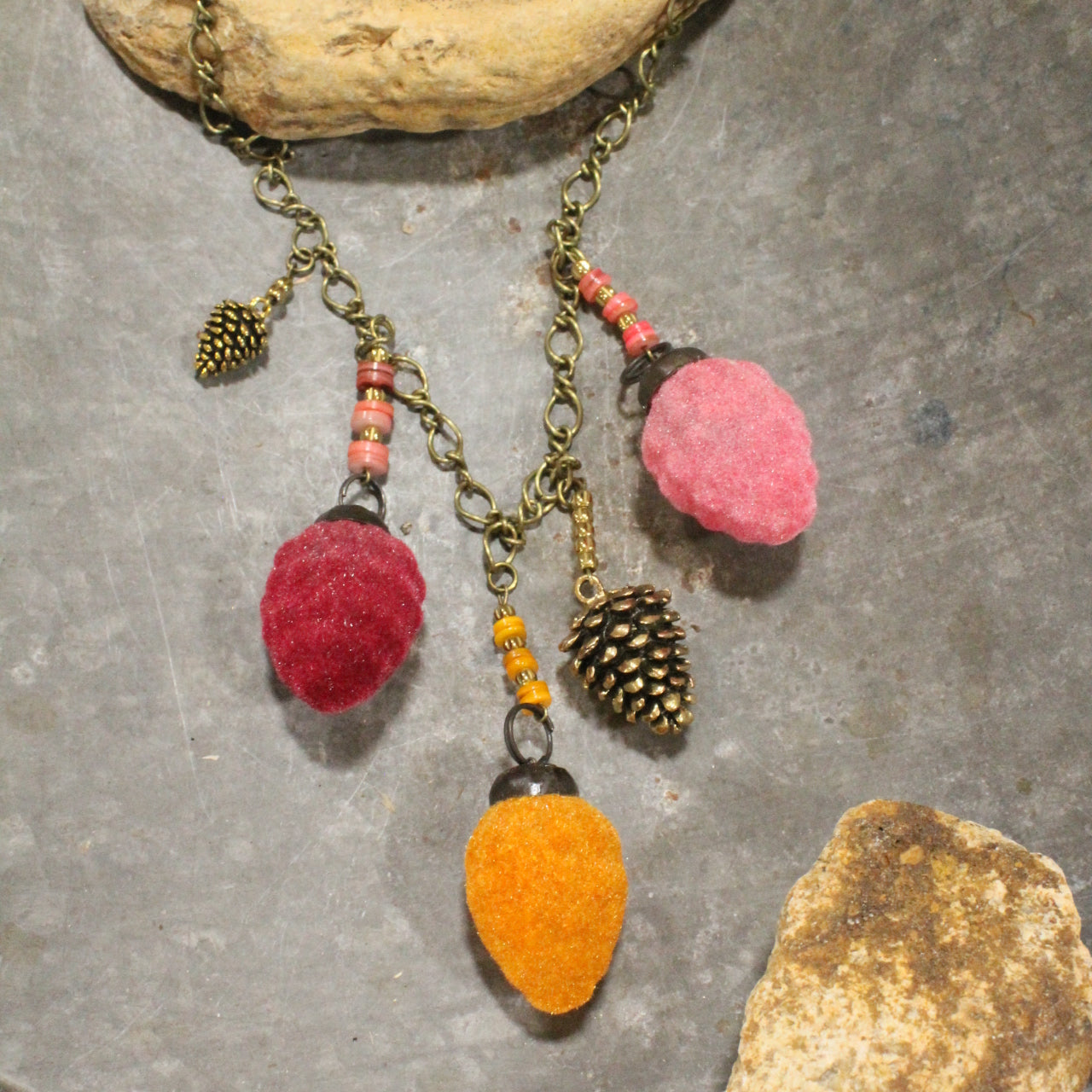 Golden Pinecone Season Charming Necklace