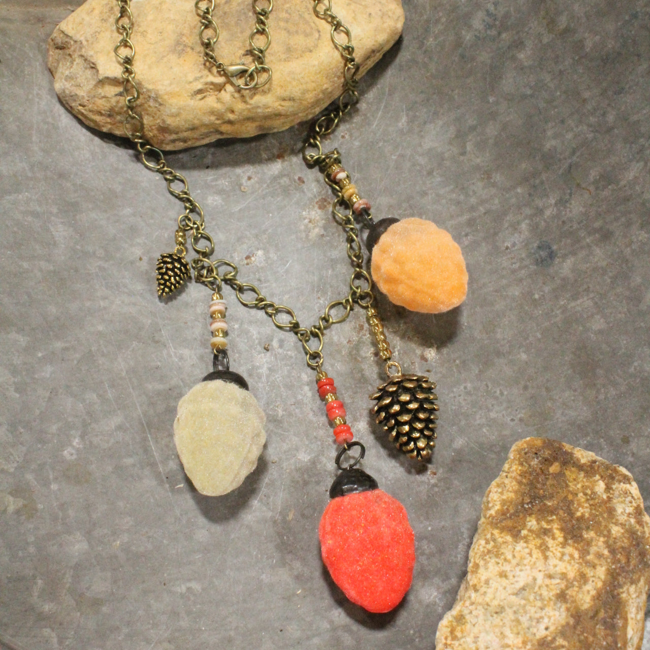 Golden Pinecone Season Charming Necklace