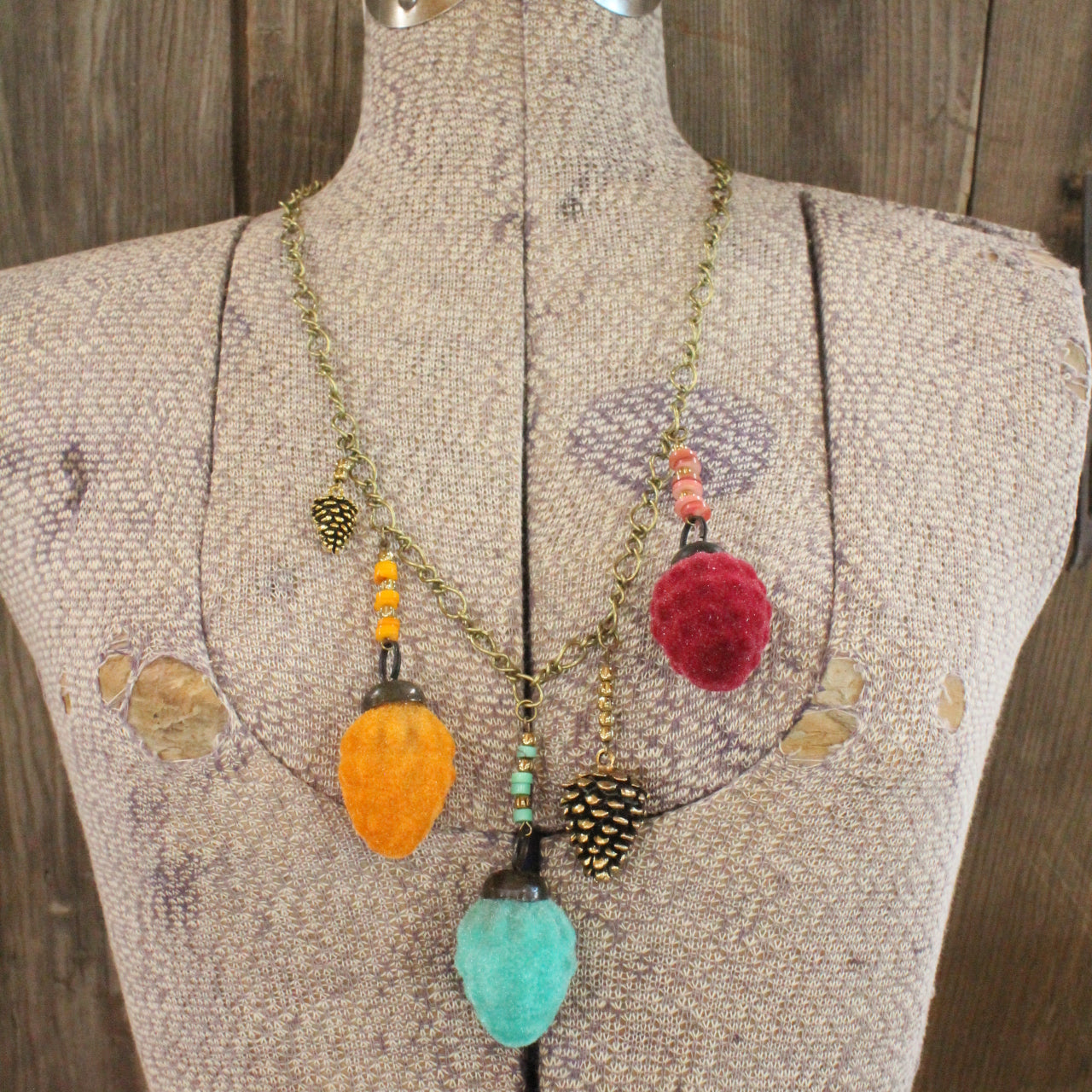 Golden Pinecone Season Charming Necklace