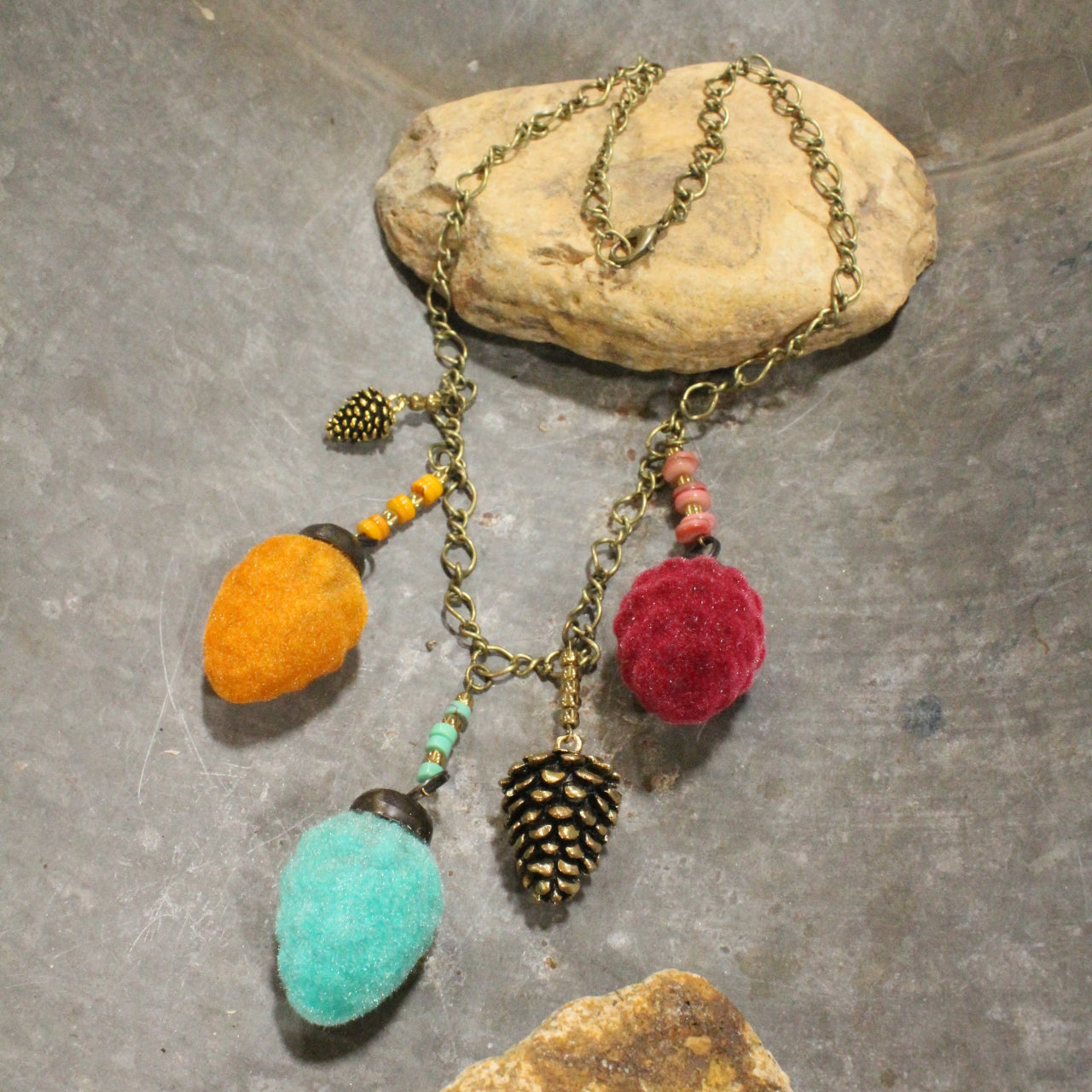 Golden Pinecone Season Charming Necklace