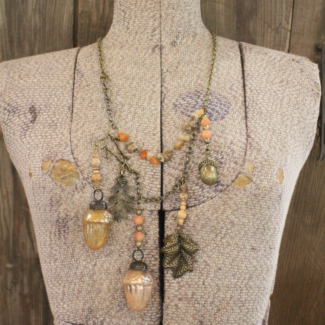 Acorns & Falling Leaves Layered Necklace