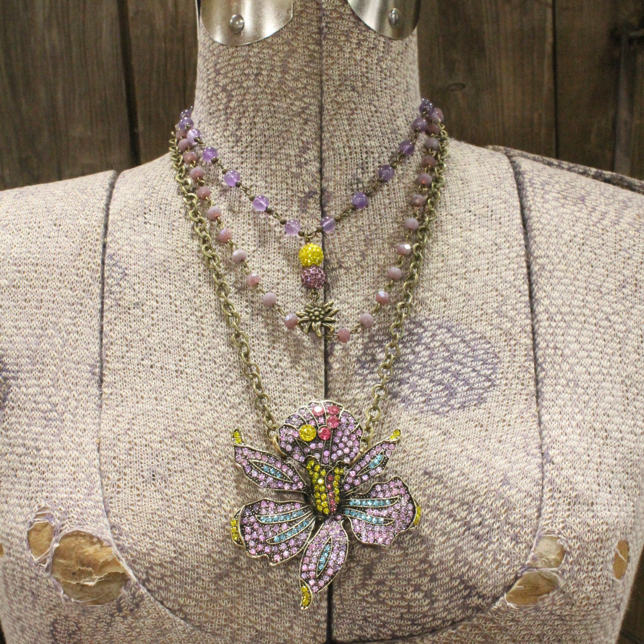 Smell The Iris Garden Purple Layered Necklace