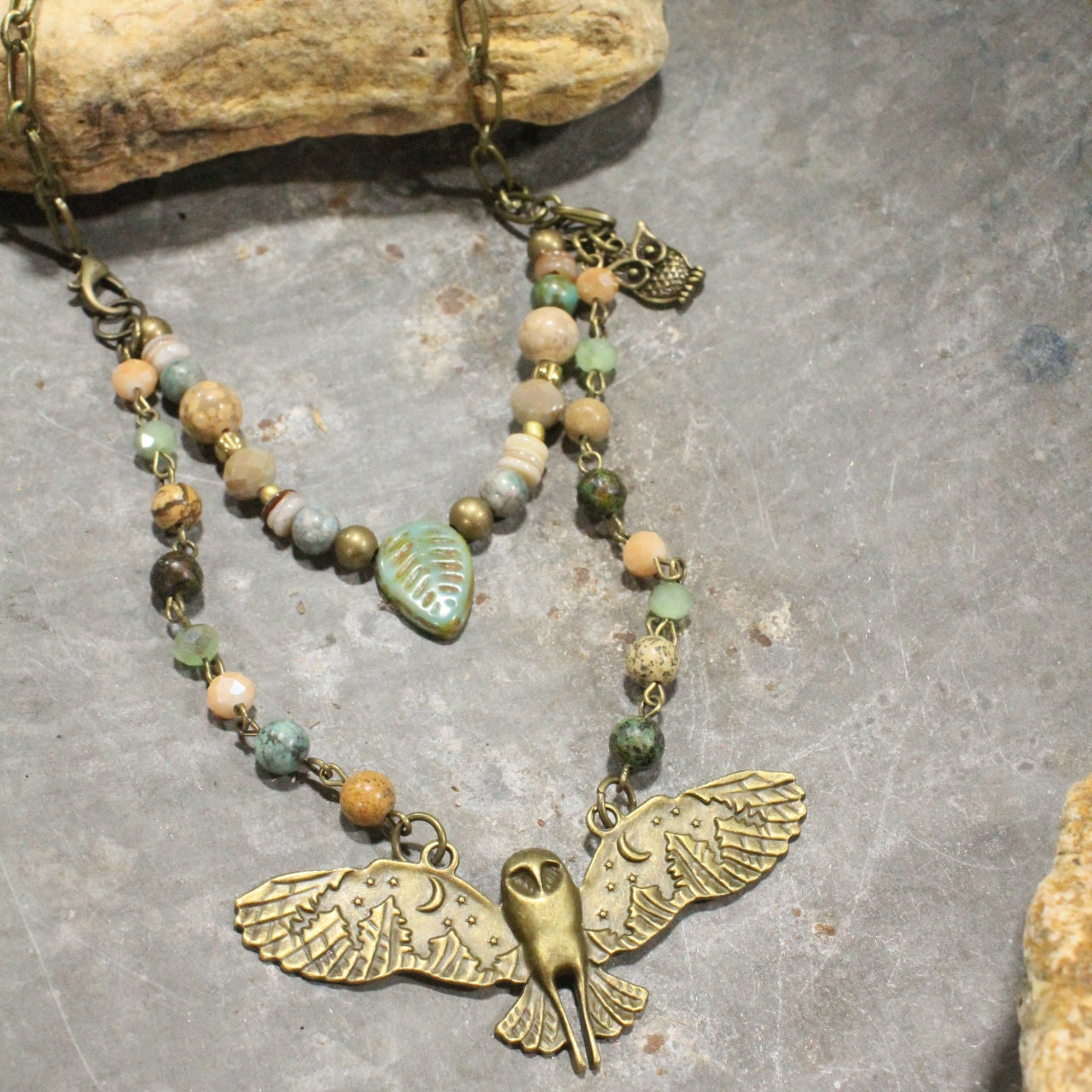 Spread Your Wings Owl Layered Necklace