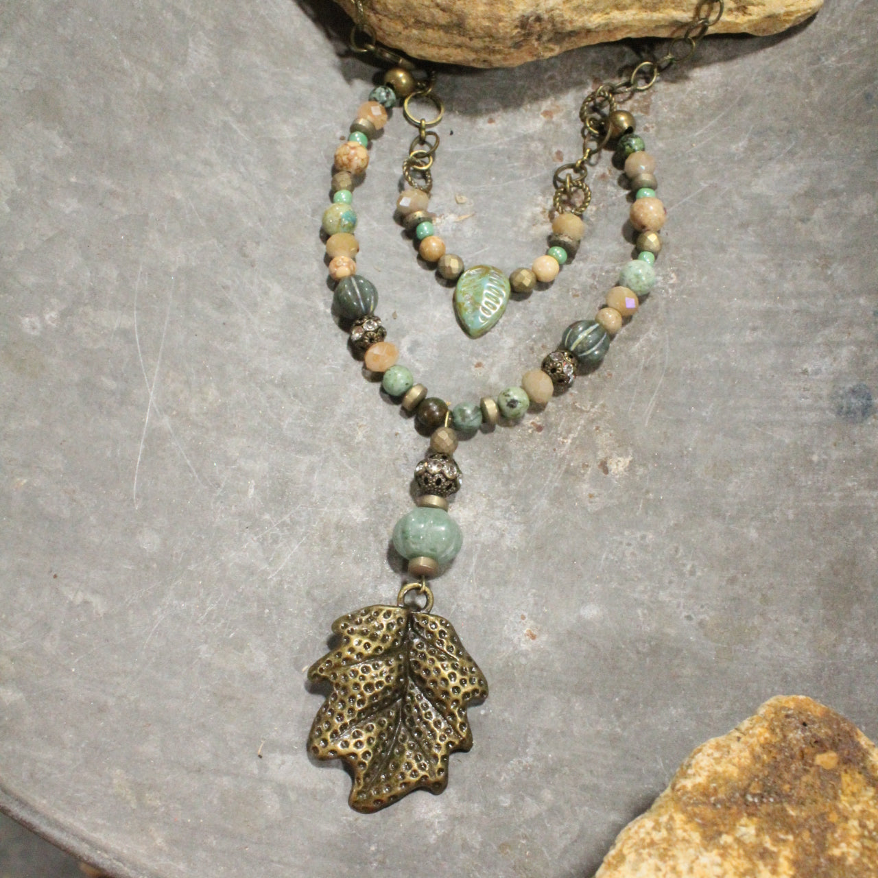 Czech Out These Acorn & Oak Leaf Layered Necklace